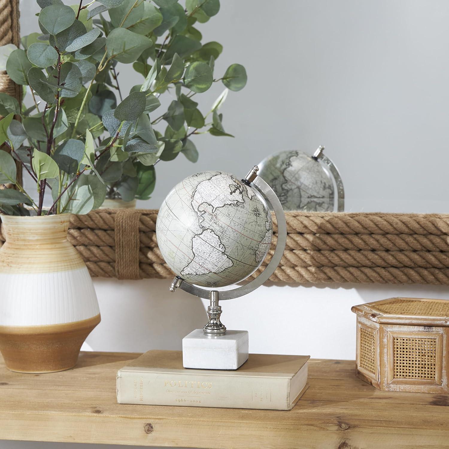 DecMode 7" White Globe with Marble Base