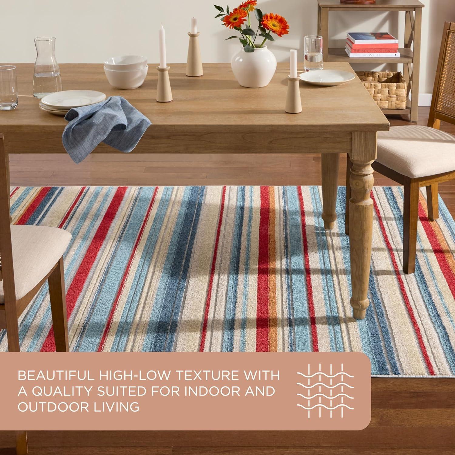 TOWN & COUNTRY EVERYDAY Rio Multicolor Stripe Outdoor Rug Red/Multi