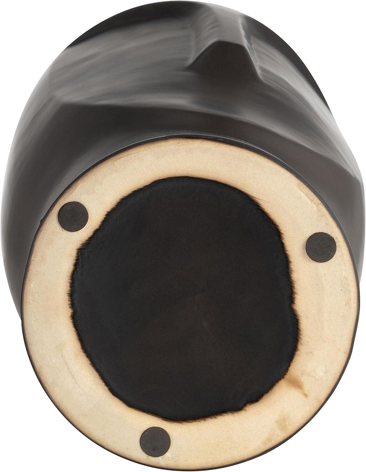 Sagebrook Home 14" Ceramic Face Vase - Ceramic Table Decor, Rustic Decorative Centerpiece For Home, Wedding, Office Decor - Black Vase Decor