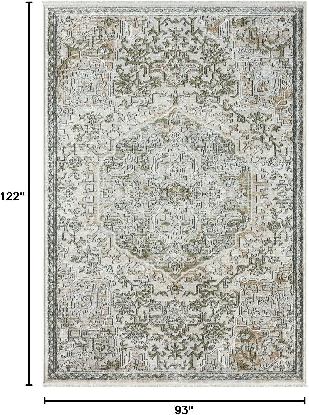 Abani Savoy Collection Area Rug Mid Century Modern Bedroom Living Room Decor Floor Rug 8 x 10 Beige Green