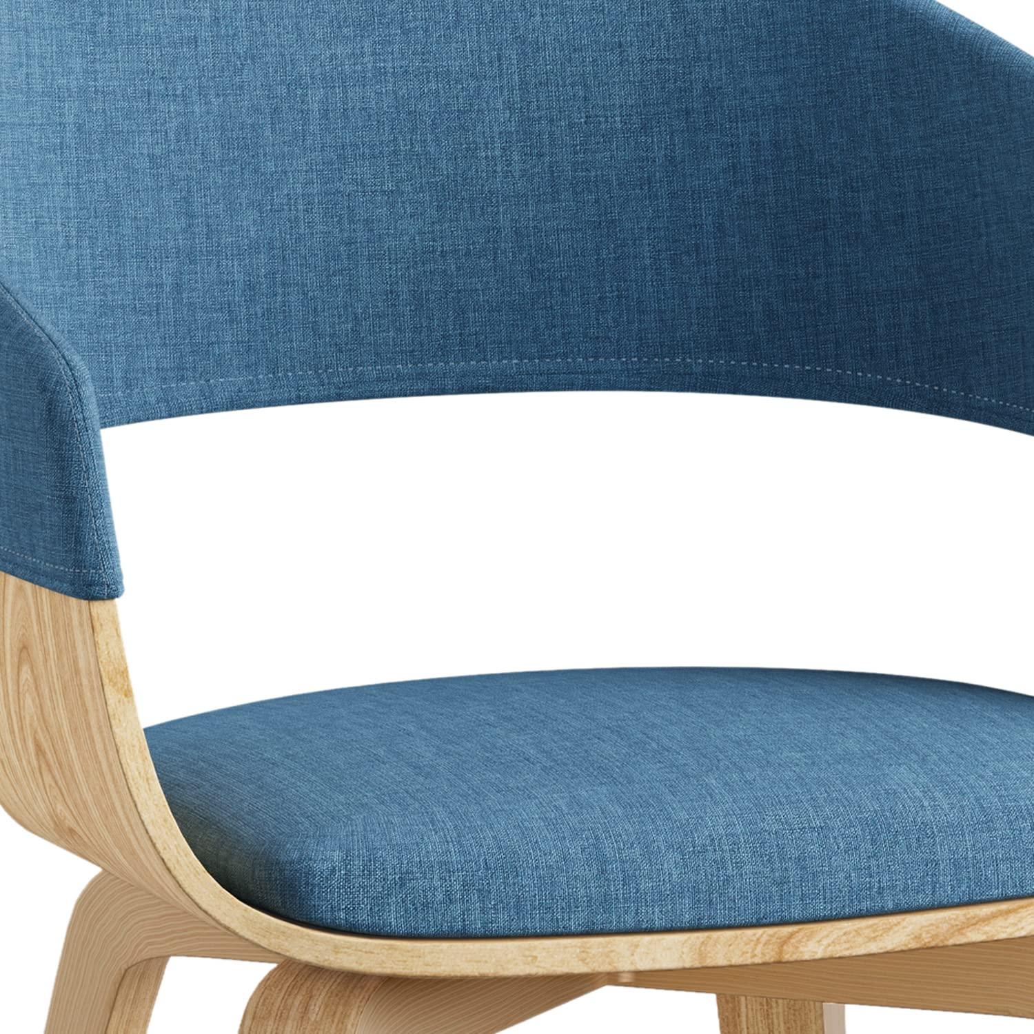 Lowell Bentwood Upholstered Dining Chair with Curved Backrest in Mid-Century Modern Style