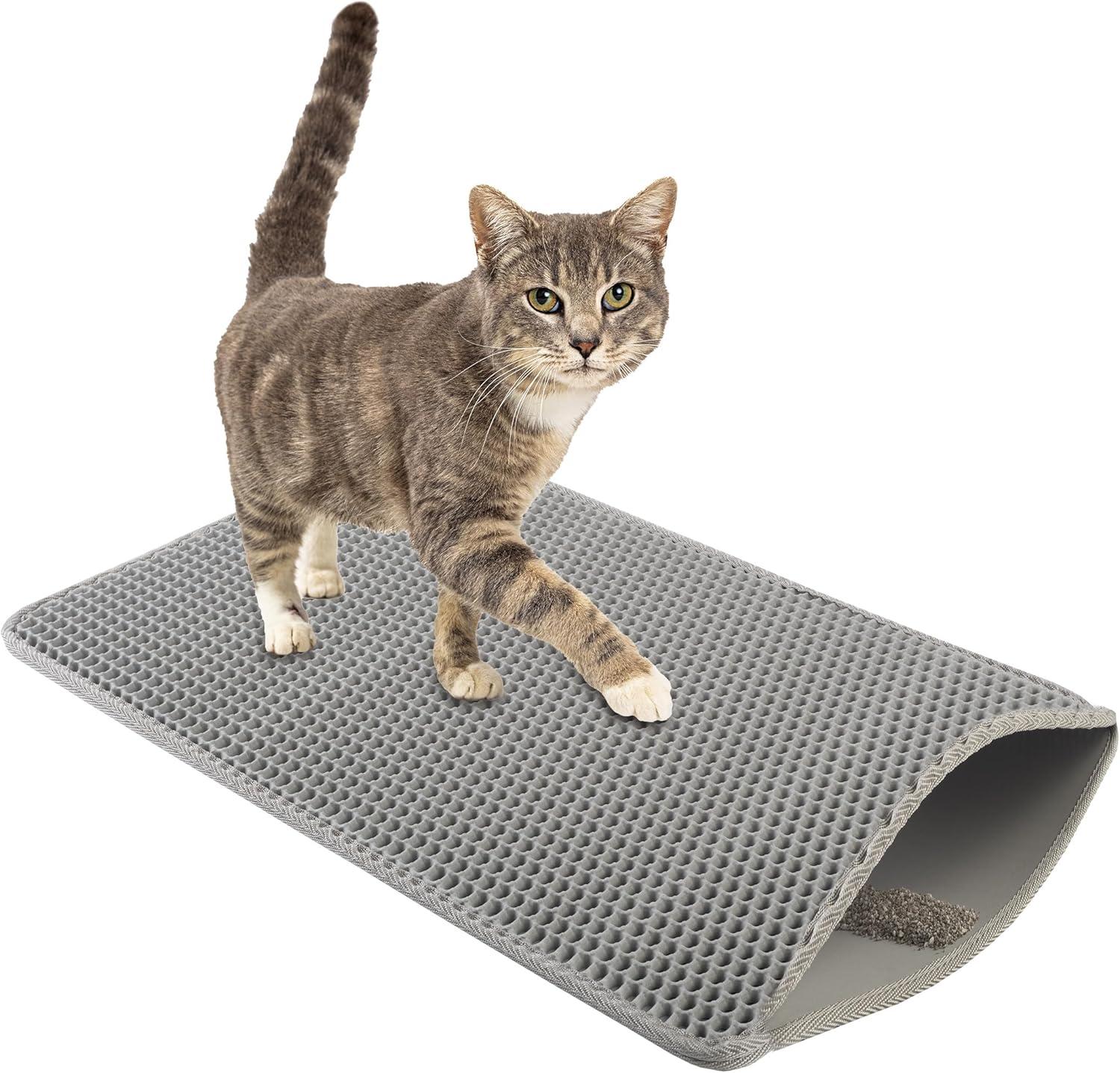 PETMAKER 24x15-Inch Double-Layer Waterproof Cat Litter Mat (Gray)
