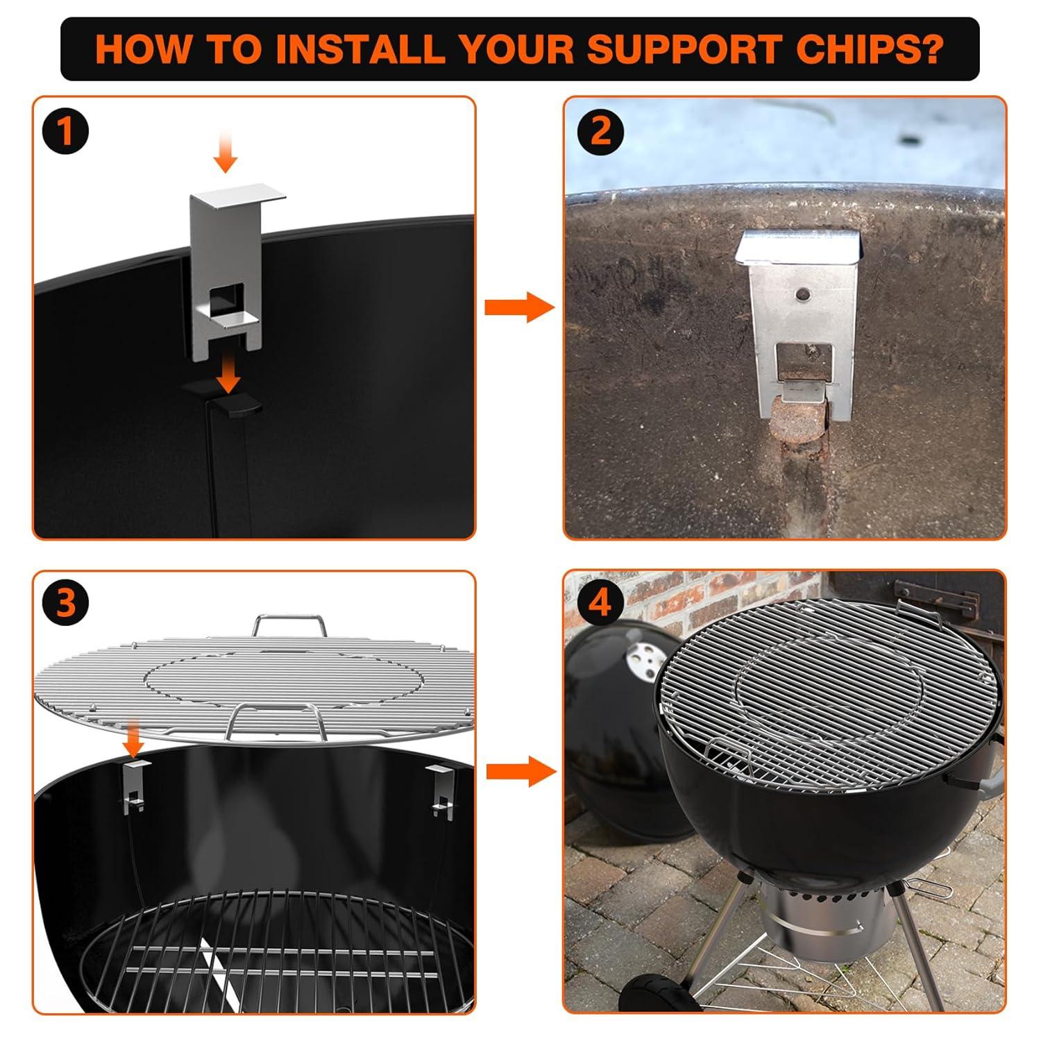 onlyfire Stainless Steel Multi-purpose Rotisserie and Pizza Combo Kit for Weber 22-Inch Kettle Charcoal Grills - Include Pizza Peel and Pizza Stone