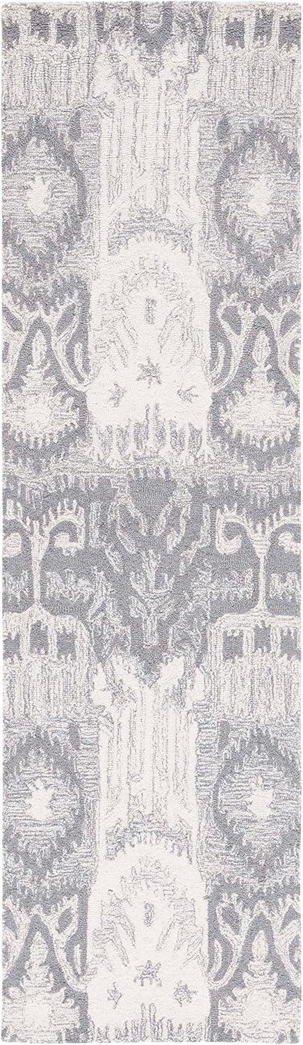 Ikat IKT653 Hand Tufted Runner Rug - Grey/Ivory - 2'3"x8' - Safavieh.