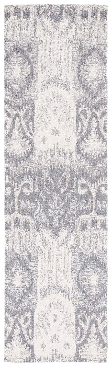 Ikat IKT653 Hand Tufted Runner Rug - Grey/Ivory - 2'3"x8' - Safavieh.