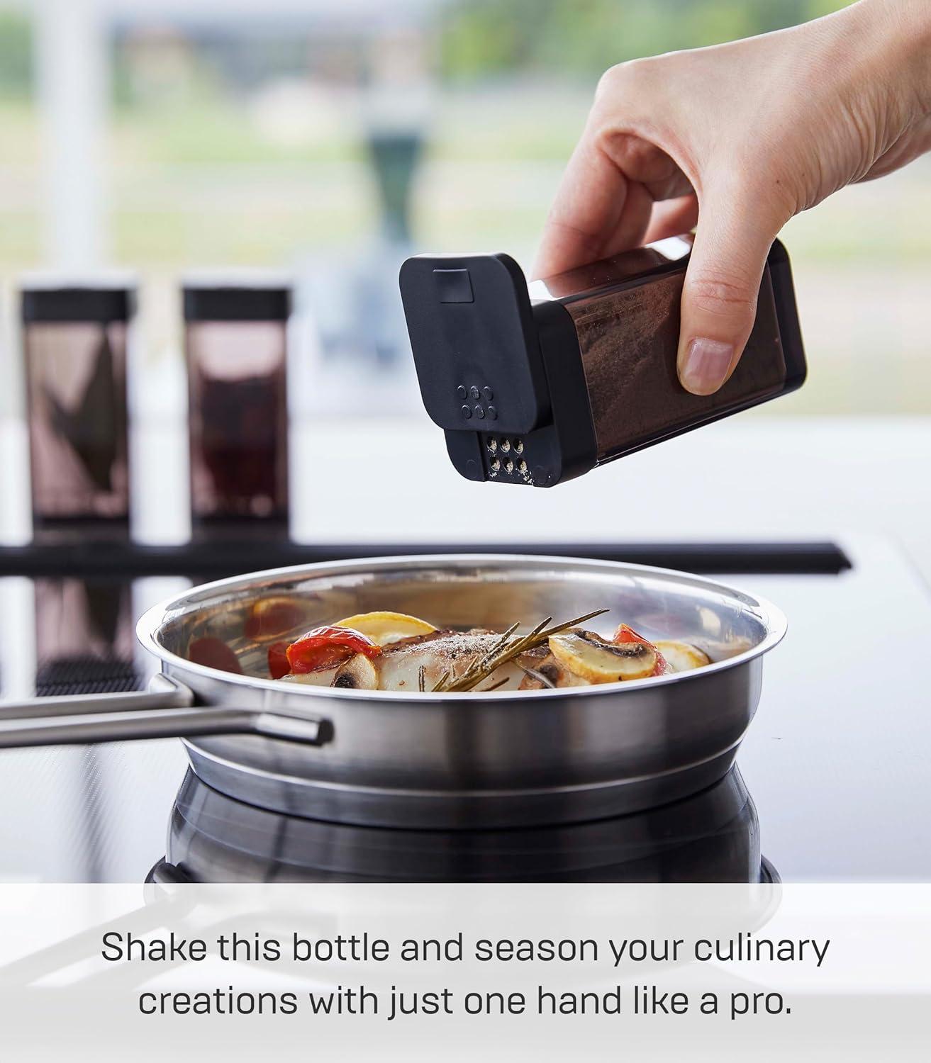 Yamazaki Home Spice Jar, Black, Plastic, No Assembly