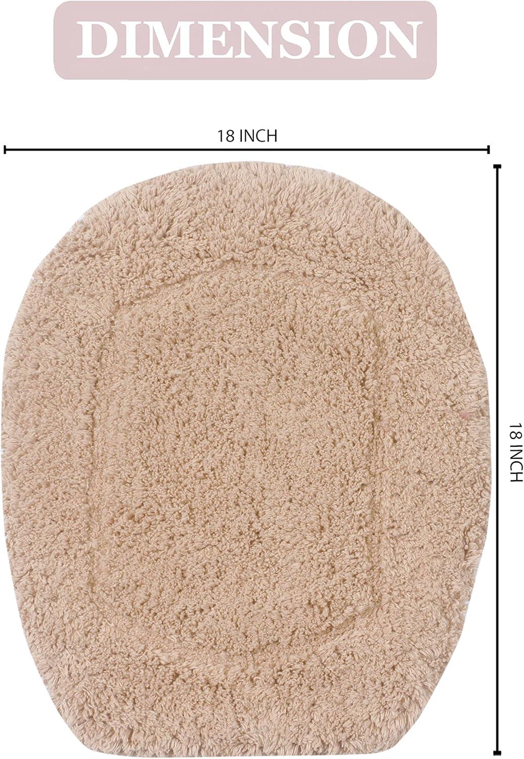 Home Weavers Double Ruffle Collection Toilet Lid Seat Cover, Elastic Edges, 100% Cotton Soft Non Slip Universal Fit for Standard Round Bath Room Bowl Lids, Washable, 18"x18" Toilet Lid Cover, Linen