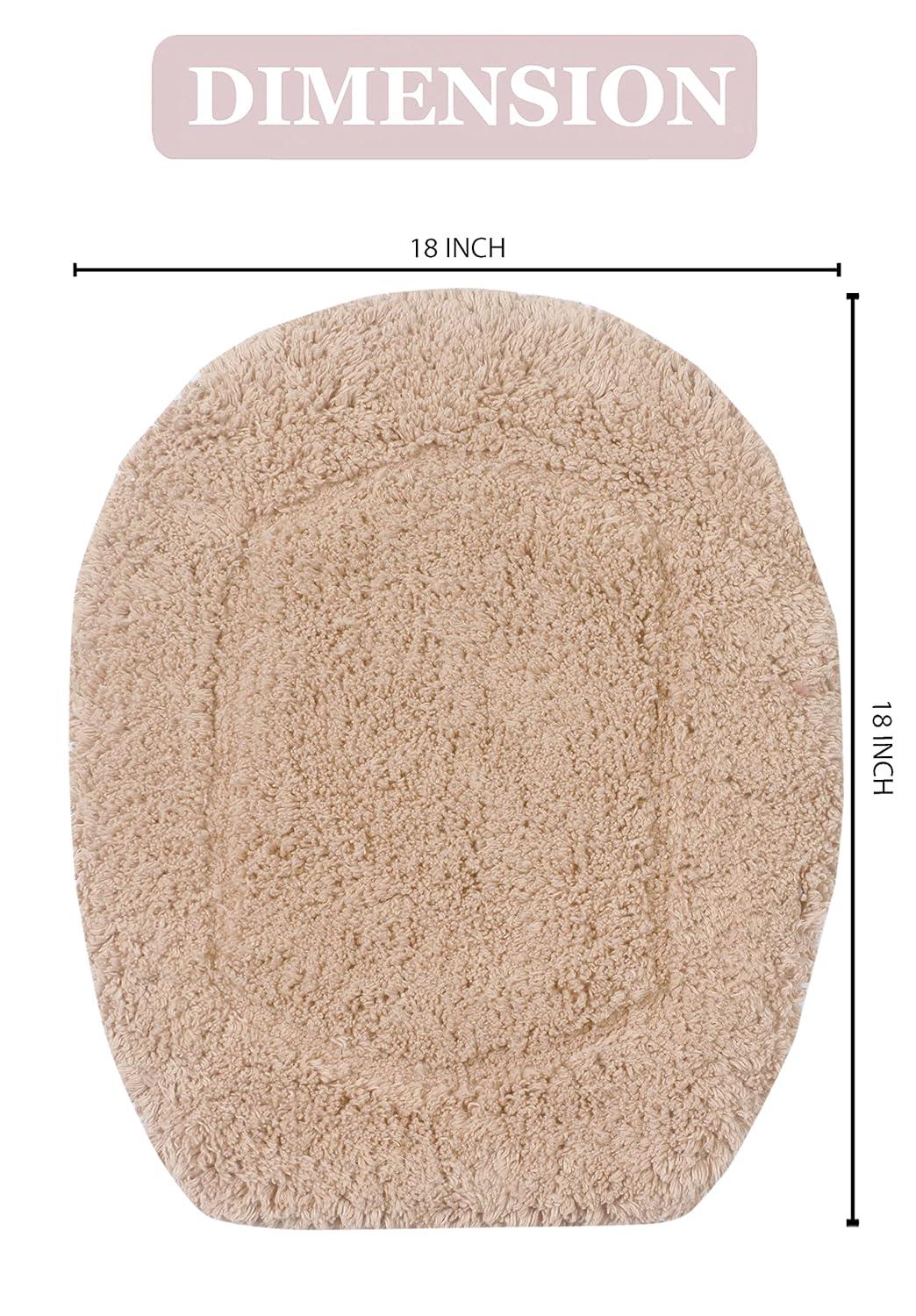 Home Weavers Double Ruffle Collection Toilet Lid Seat Cover, Elastic Edges, 100% Cotton Soft Non Slip Universal Fit for Standard Round Bath Room Bowl Lids, Washable, 18"x18" Toilet Lid Cover, Linen