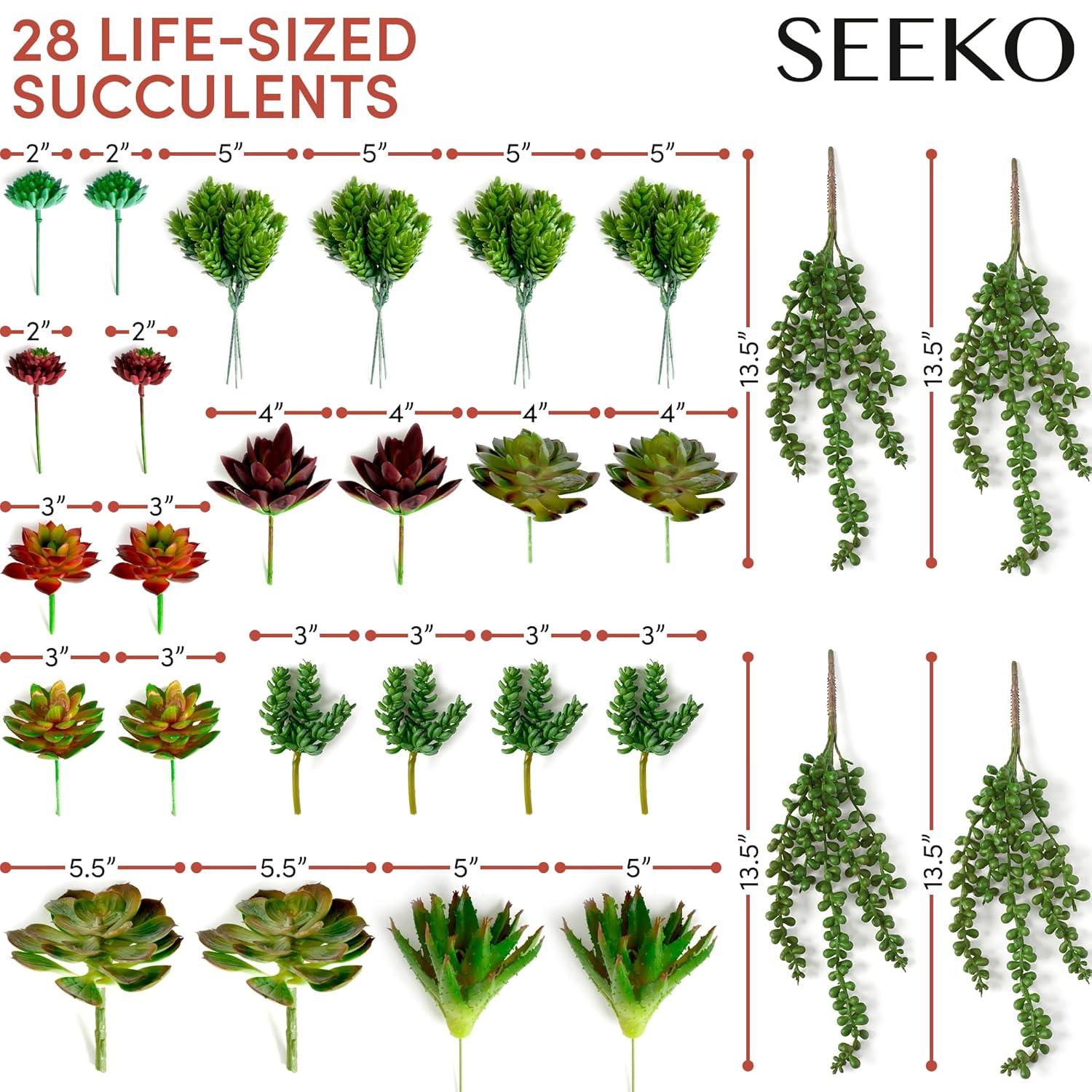 Artificial Succulents - 28 Pieces - Premium Succulent Plants Artificial - Realistic Faux Succulents - DIY Unpotted Textured Fake Succulents Décor