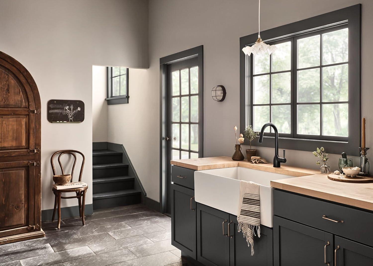 Moen Adler Pull Down Single Handle Kitchen Faucet with Accessories 87233BL