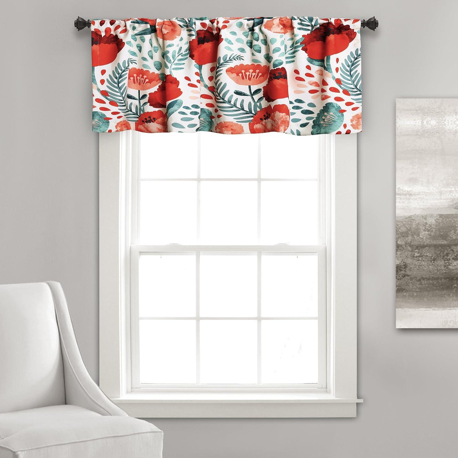 Lush Decor Poppy Garden Floral Tailored 52'' W Window Valance in