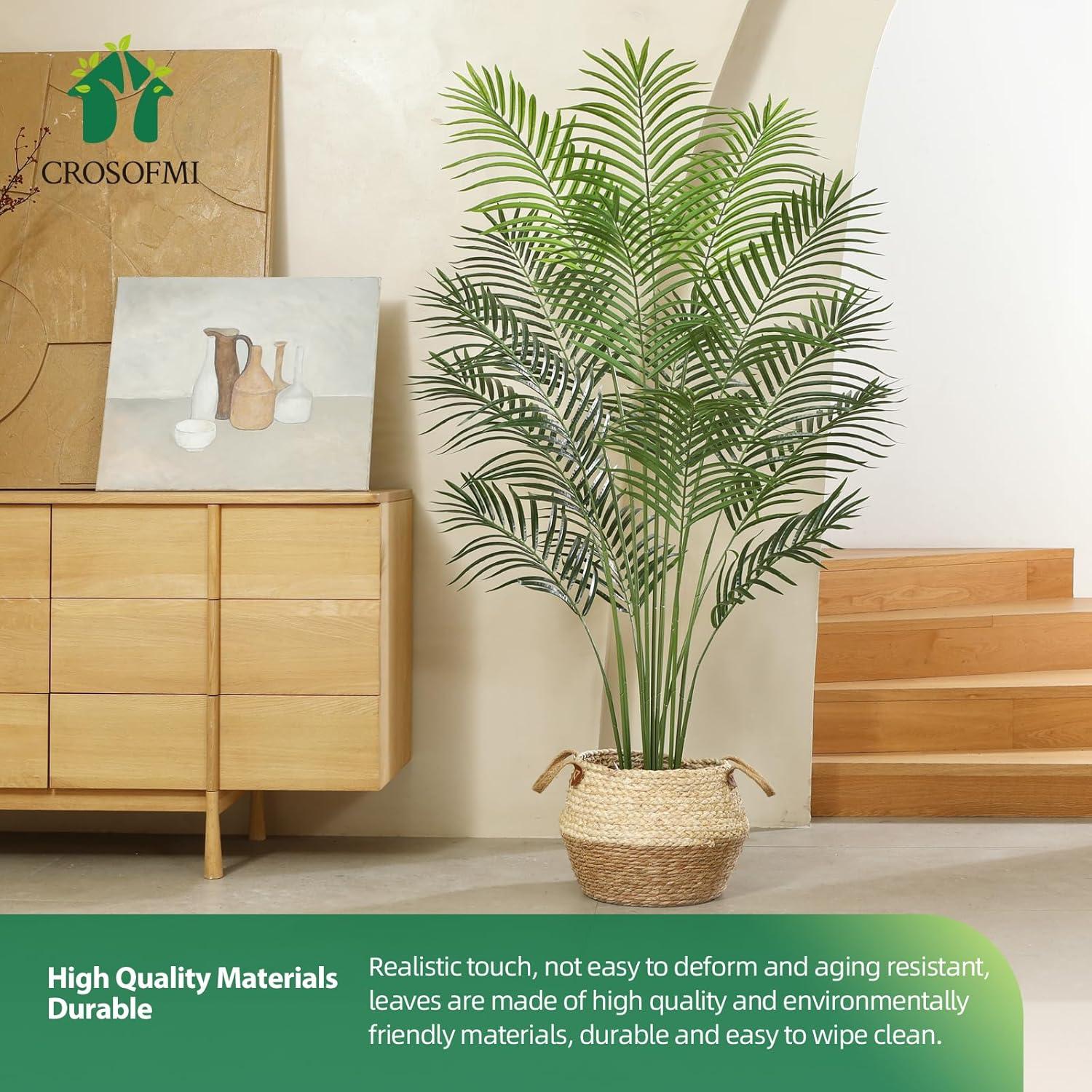 Artificial Areca Palm Plant 5Ft Fake Tropical Palm Tree, Perfect Faux Dypsis Lutescens Plants in Pot for Indoor Outdoor House Home Office Garden Modern Decoration Housewarming Gift,1Pcs