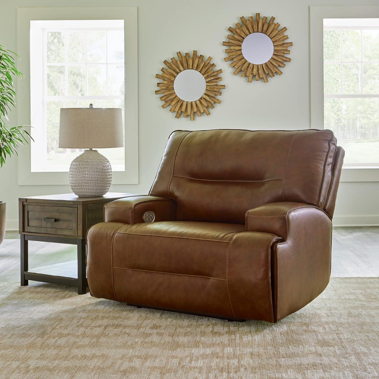 Francesca Dark Brown Leather Power Recliner with Adjustable Headrest