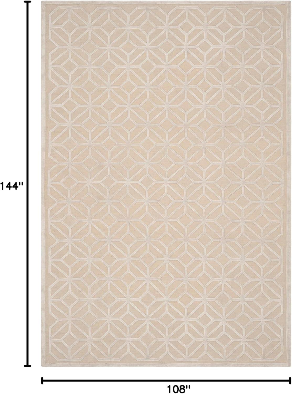 Pearl Geometric Hand-Knotted Wool and Viscose 9' x 12' Rug