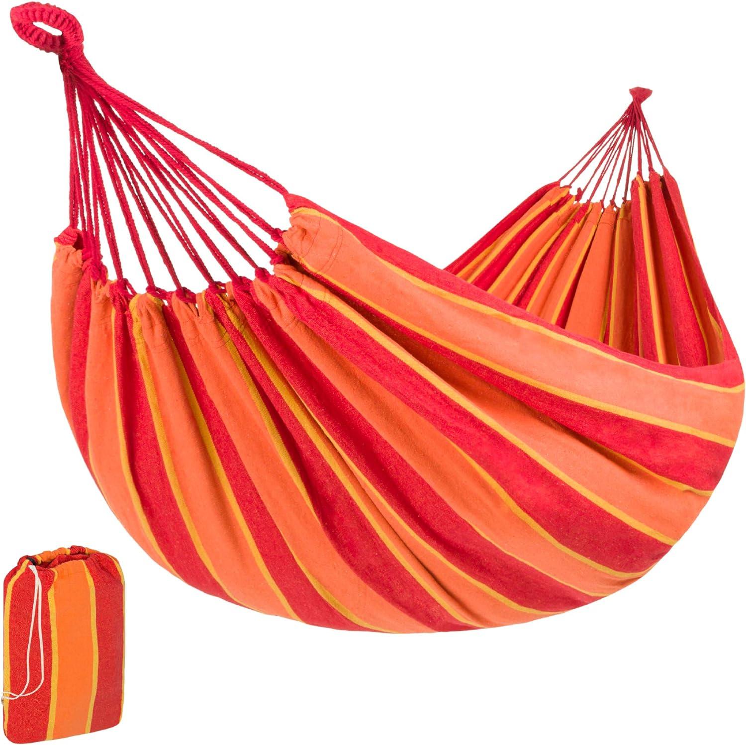 Kirkby 2-Person Brazilian-Style Cotton Double Hammock Bed w/ Portable Carrying Bag