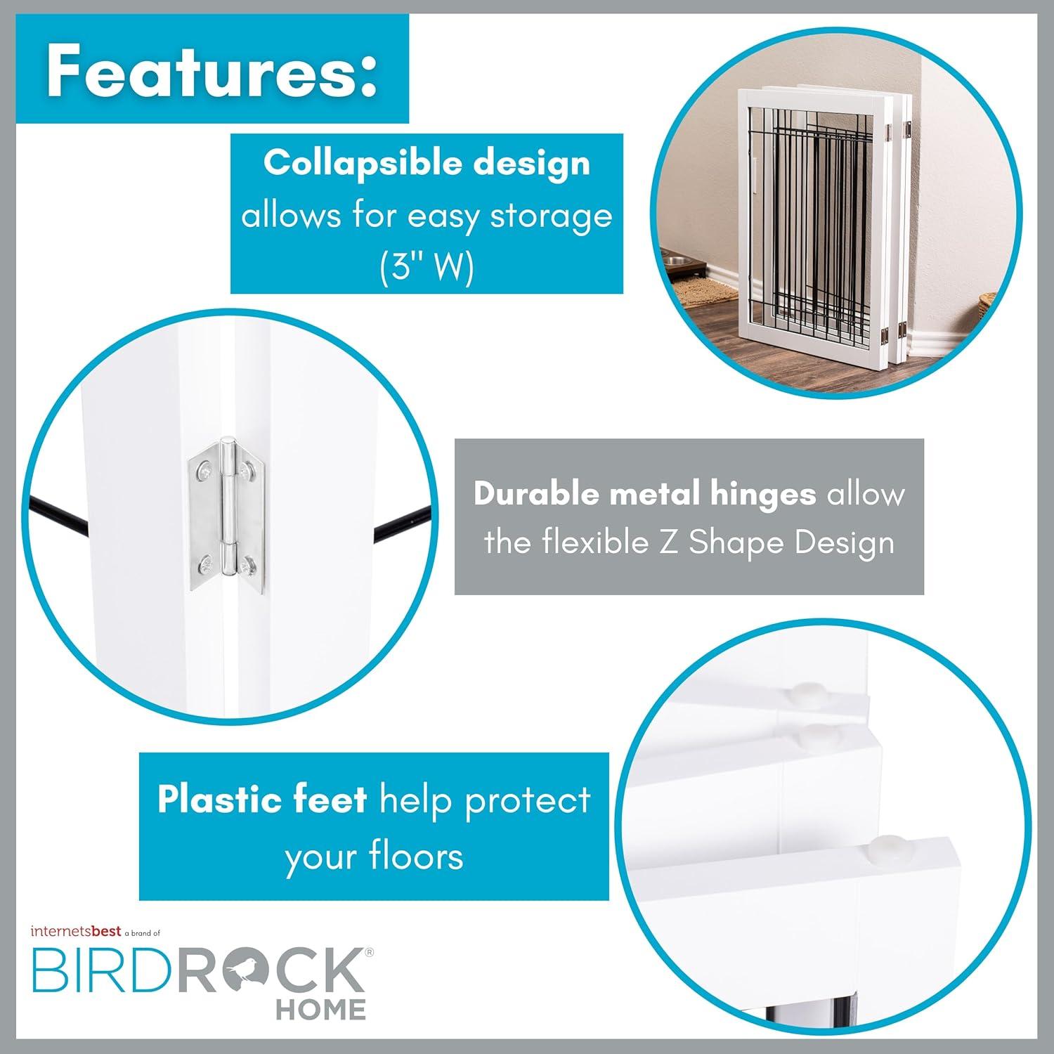 White Freestanding Solid Wood and Metal Dog Gate