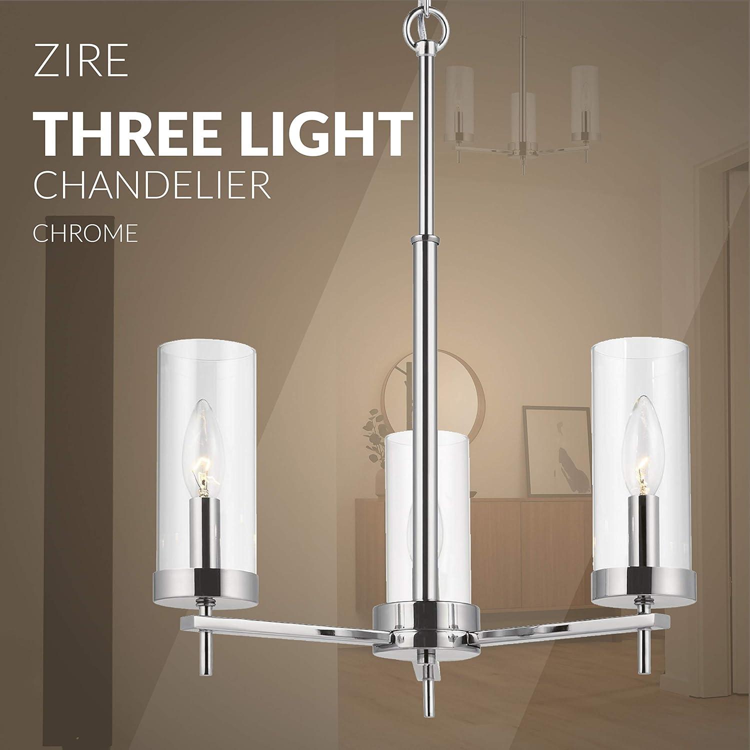 Zire Mini 3-Light Chrome Chandelier with Clear Glass Shades