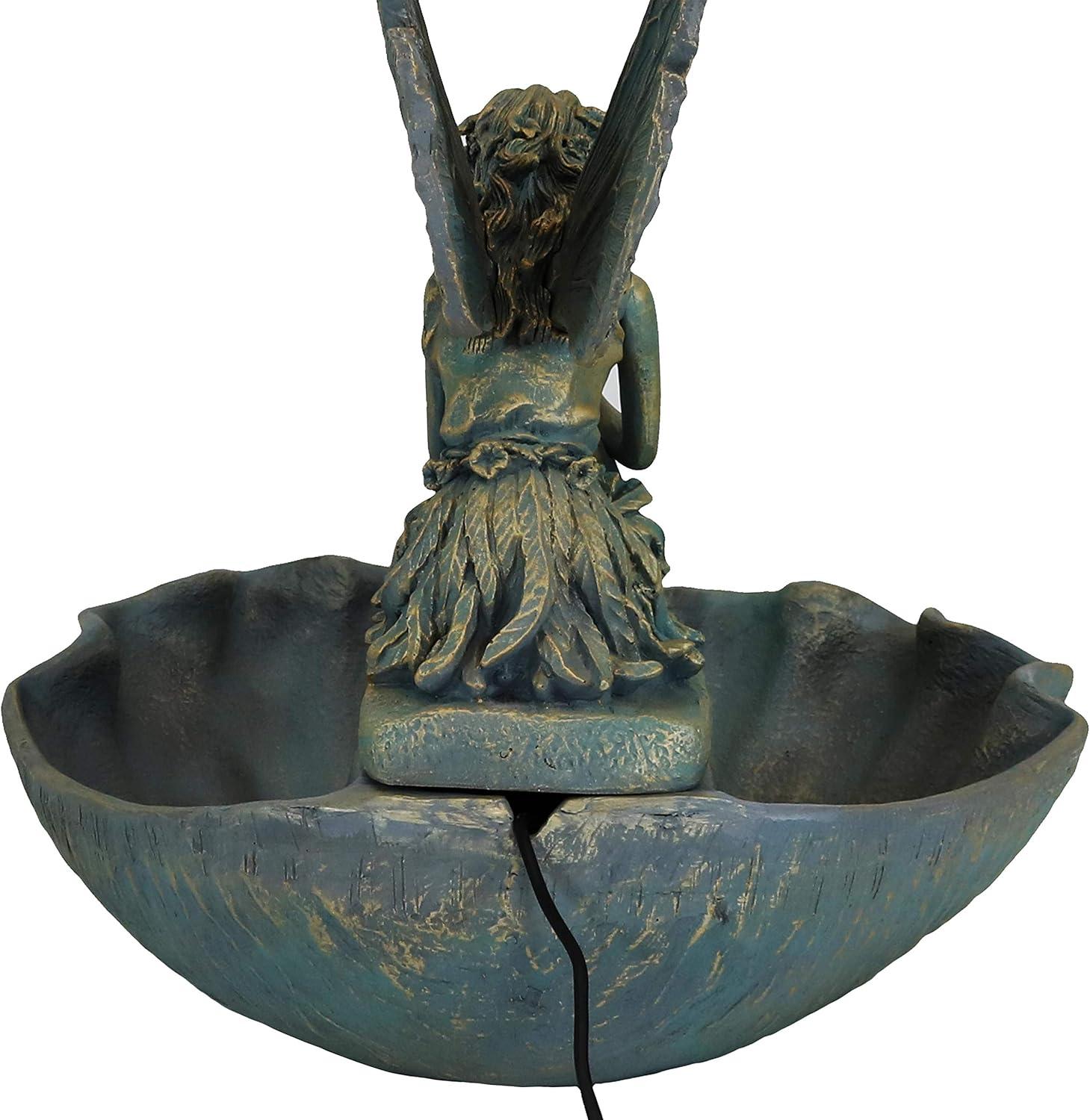 Sunnydaze 30"H Electric Fiberglass Fairy Shell Outdoor Water Fountain