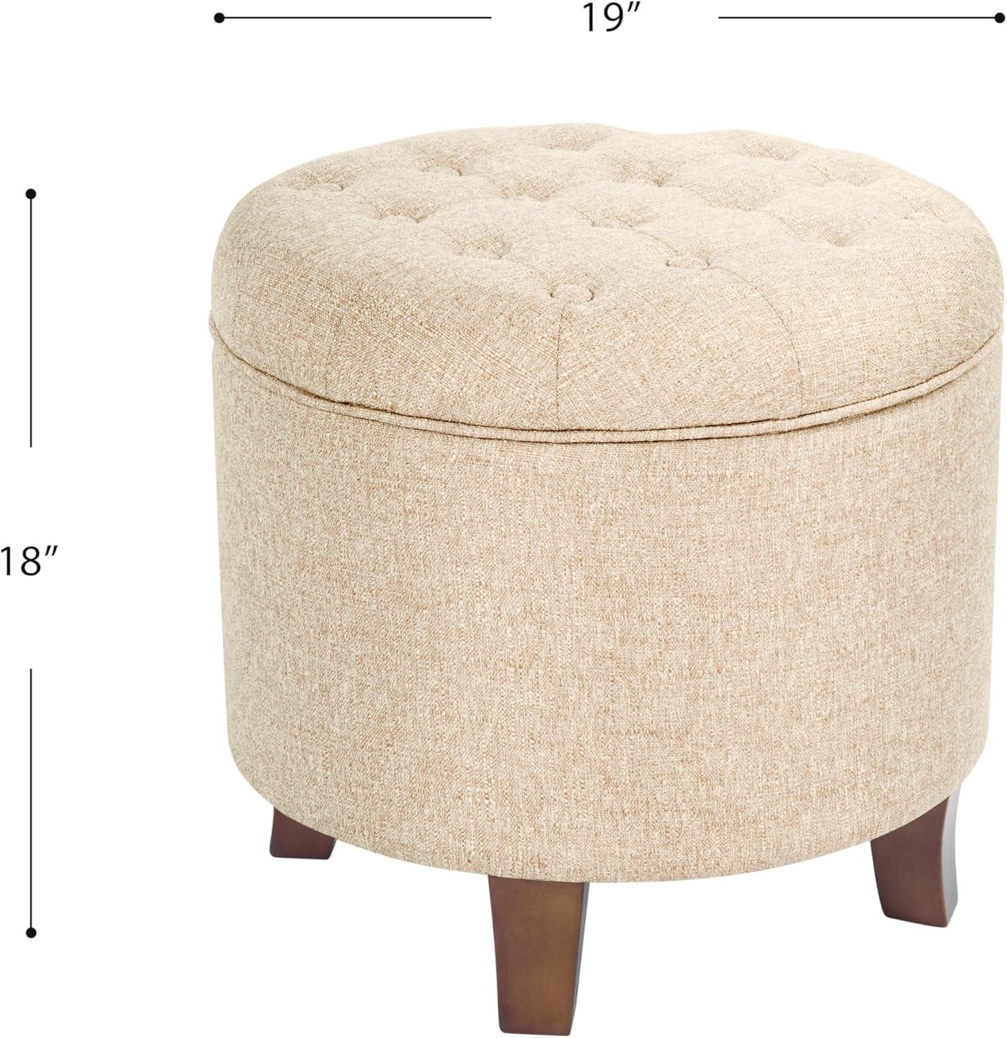 HomePop Boho Tufted Storage Ottoman Twine Light Brown: Upholstered, Plywood Frame, Foam Fill