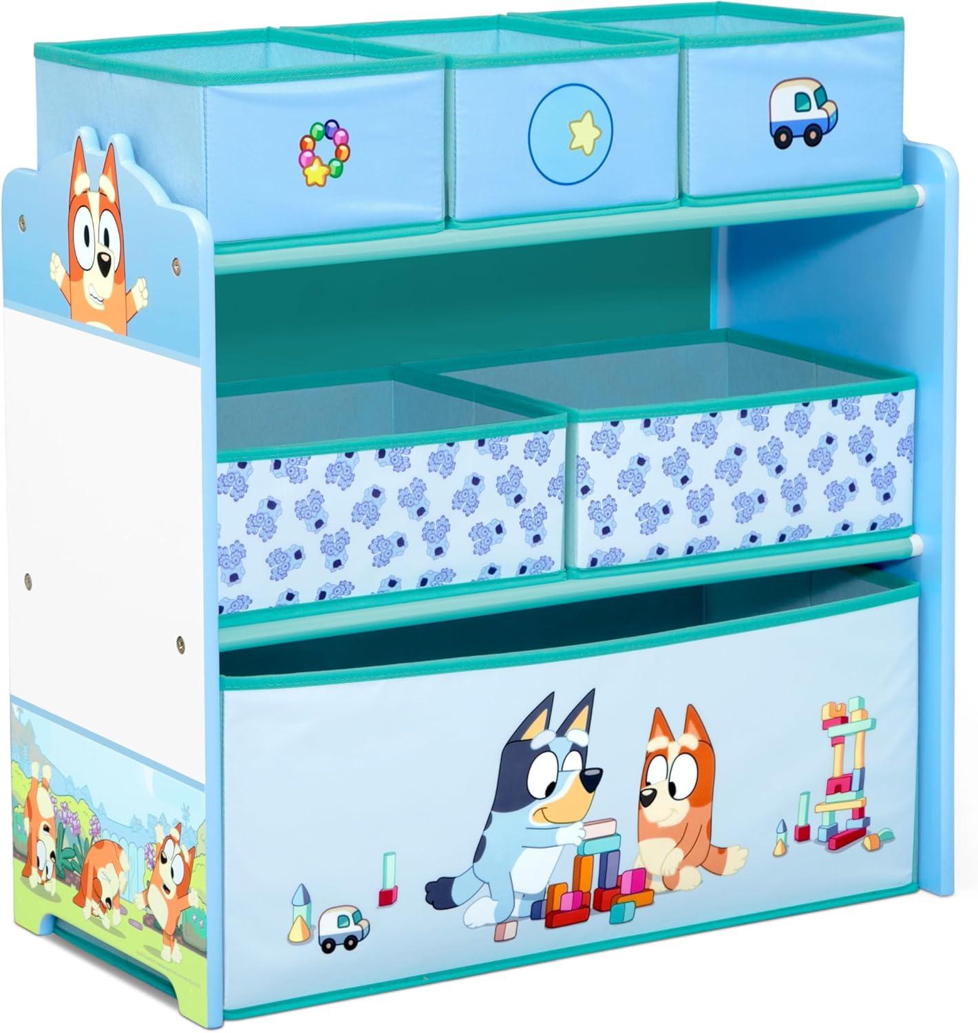 Delta Children Bluey 6 Bin Design and Store Toy Storage Organizer - Greenguard Gold Certified - Blue