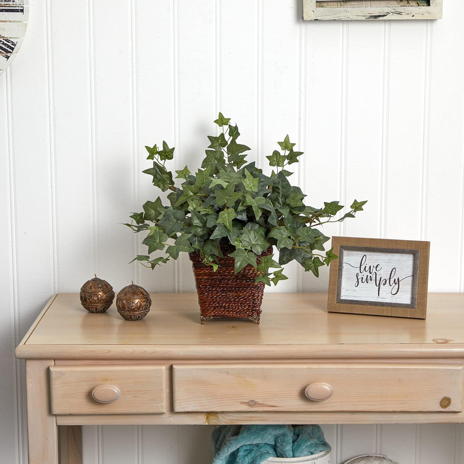 Potted Silk Ivy in Coiled Rope Planter