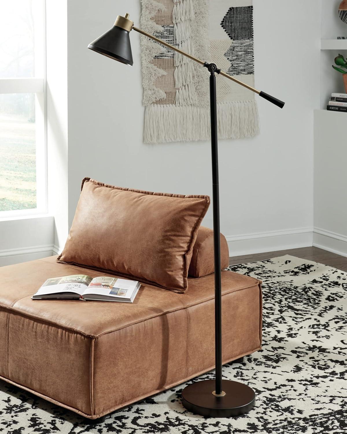 Signature Design by Ashley Contemporary Garville Floor Lamp  Black/Gold Finish