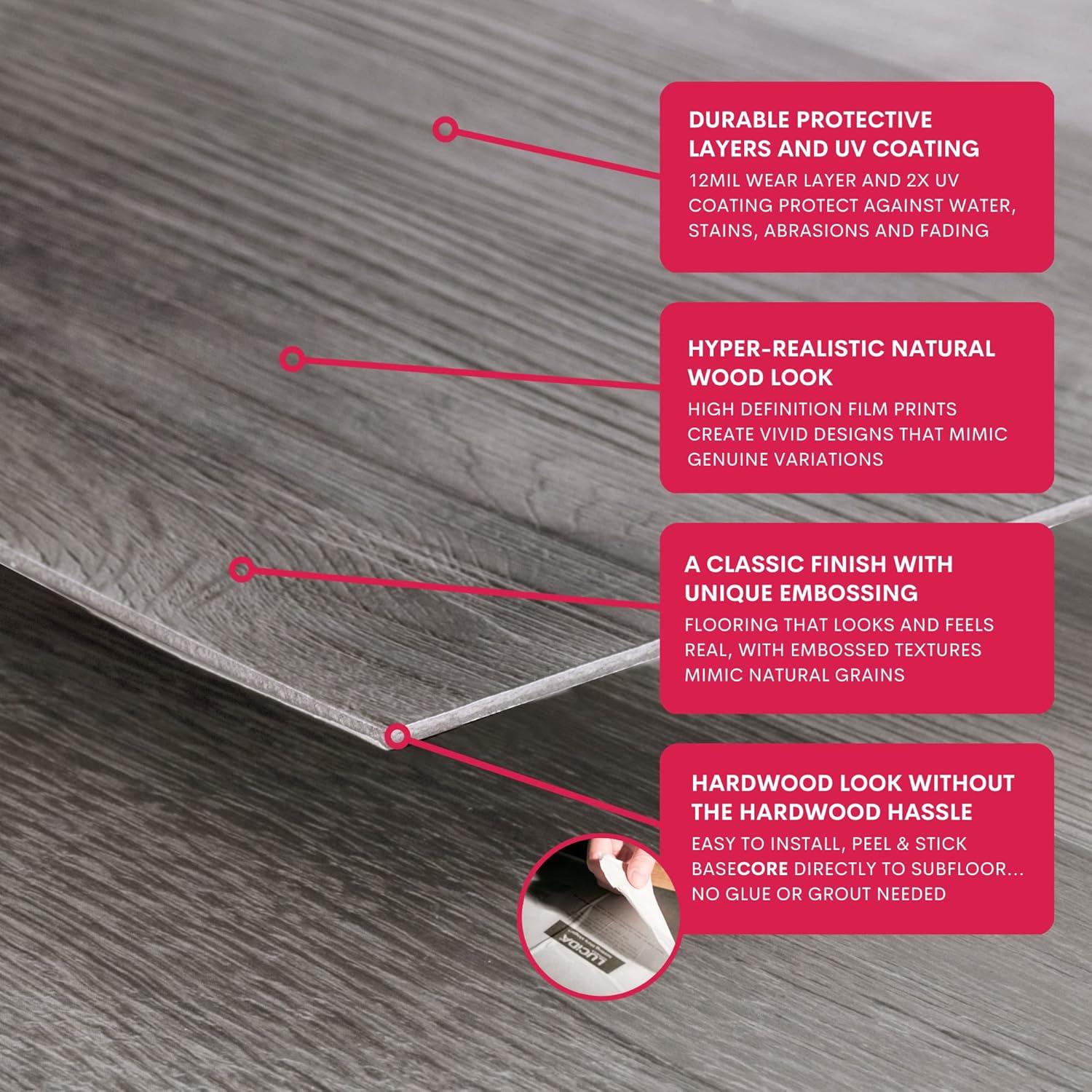 Lucida Surfaces BaseCore Kiln Peel and Stick Vinyl Flooring Plank 1 Sample Pack