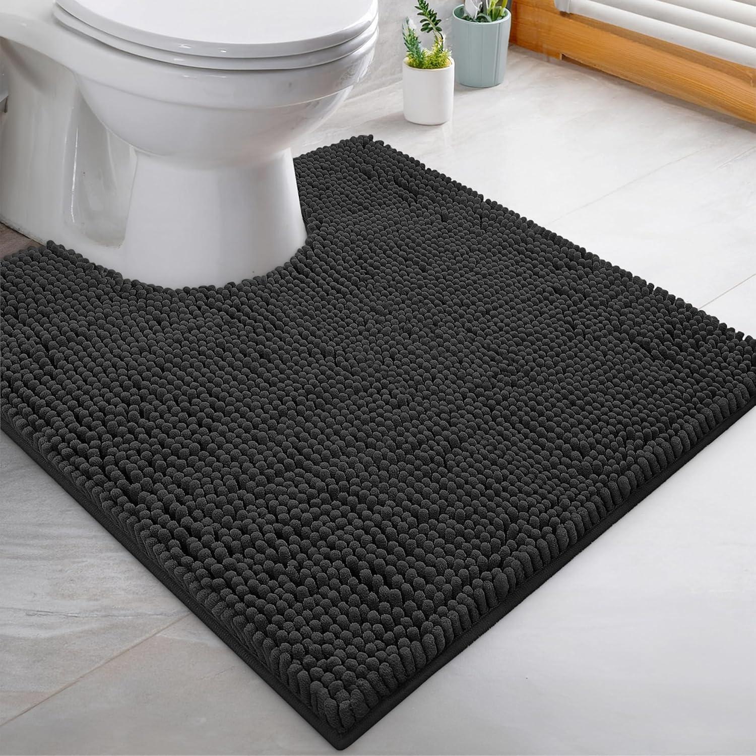 LuxUrux Soft & Plush Shaggy Plum Chenille Microfiber Bath Rug, 20" x 20'', Non-Slip Backing