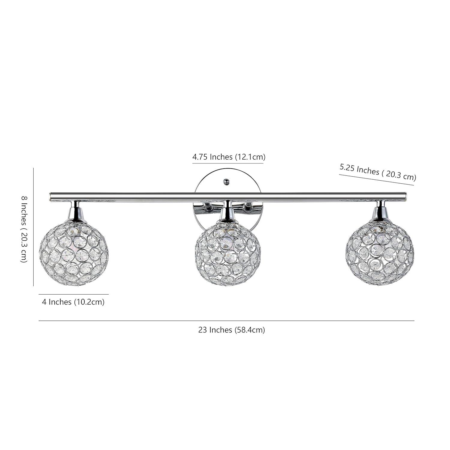 JONATHAN Y Maeve 23" 3-Light Iron/Glass Contemporary Glam LED Vanity Light, Chrome