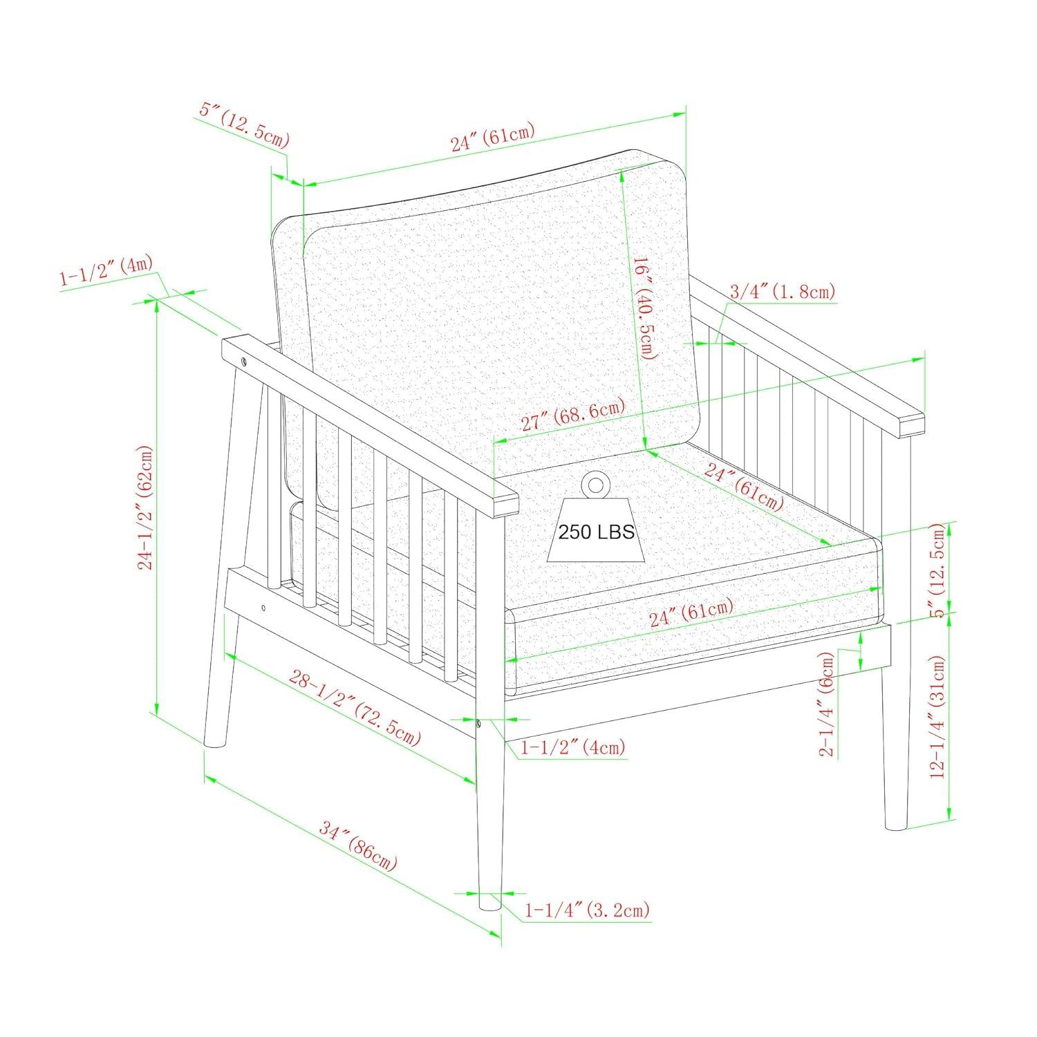 Modern Outdoor Solid Wood Spindle Style Single Lounge Chair - Natural