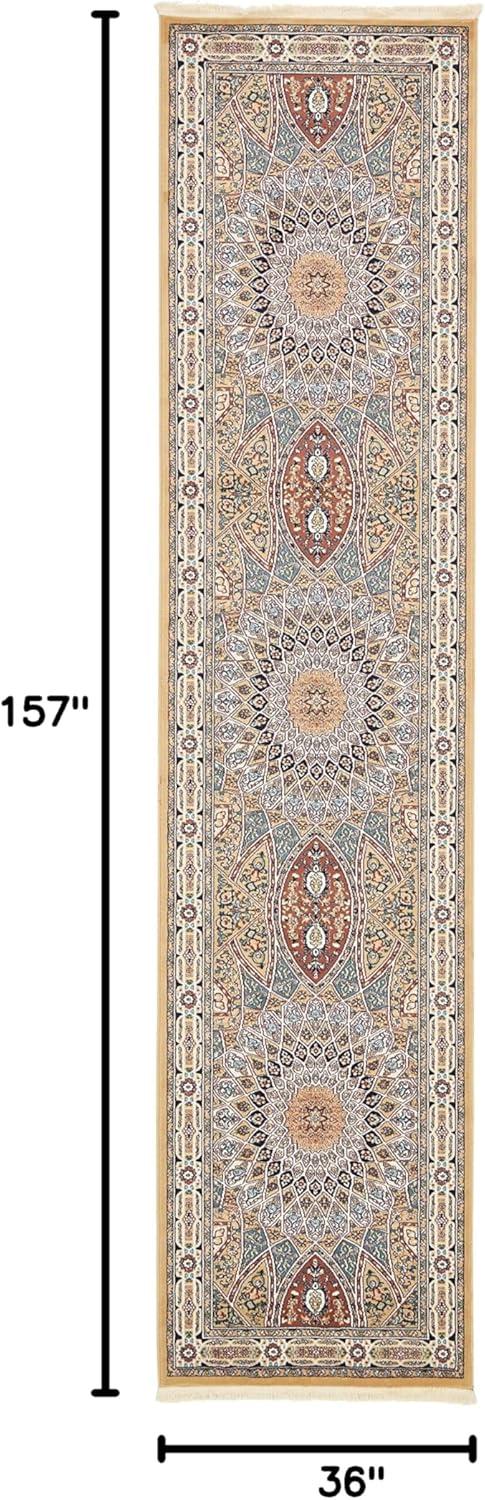 Nain Design Traditional Beige 13' Synthetic Runner Rug