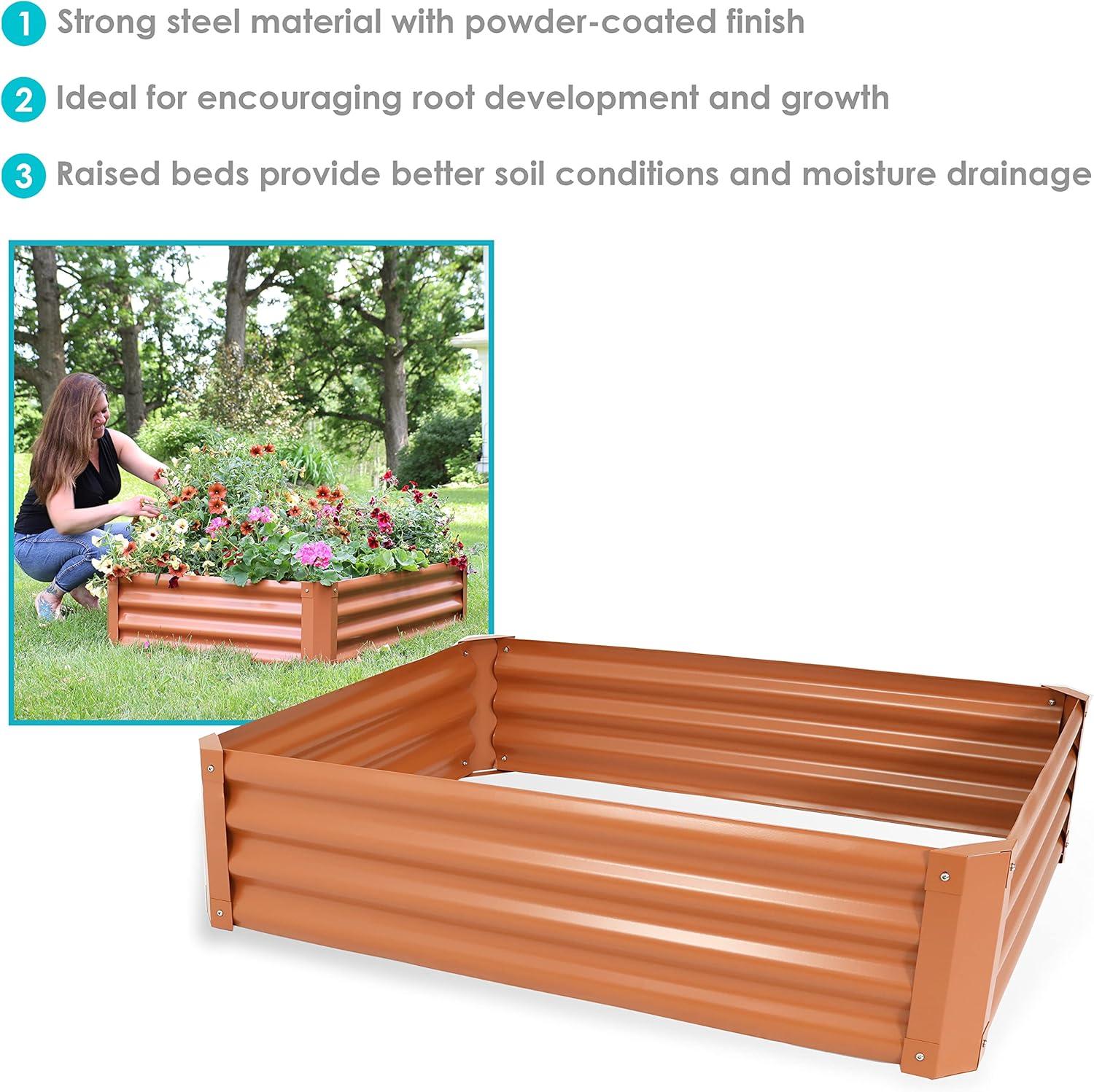 Brown Powder-Coated Steel Raised Garden Bed Kit