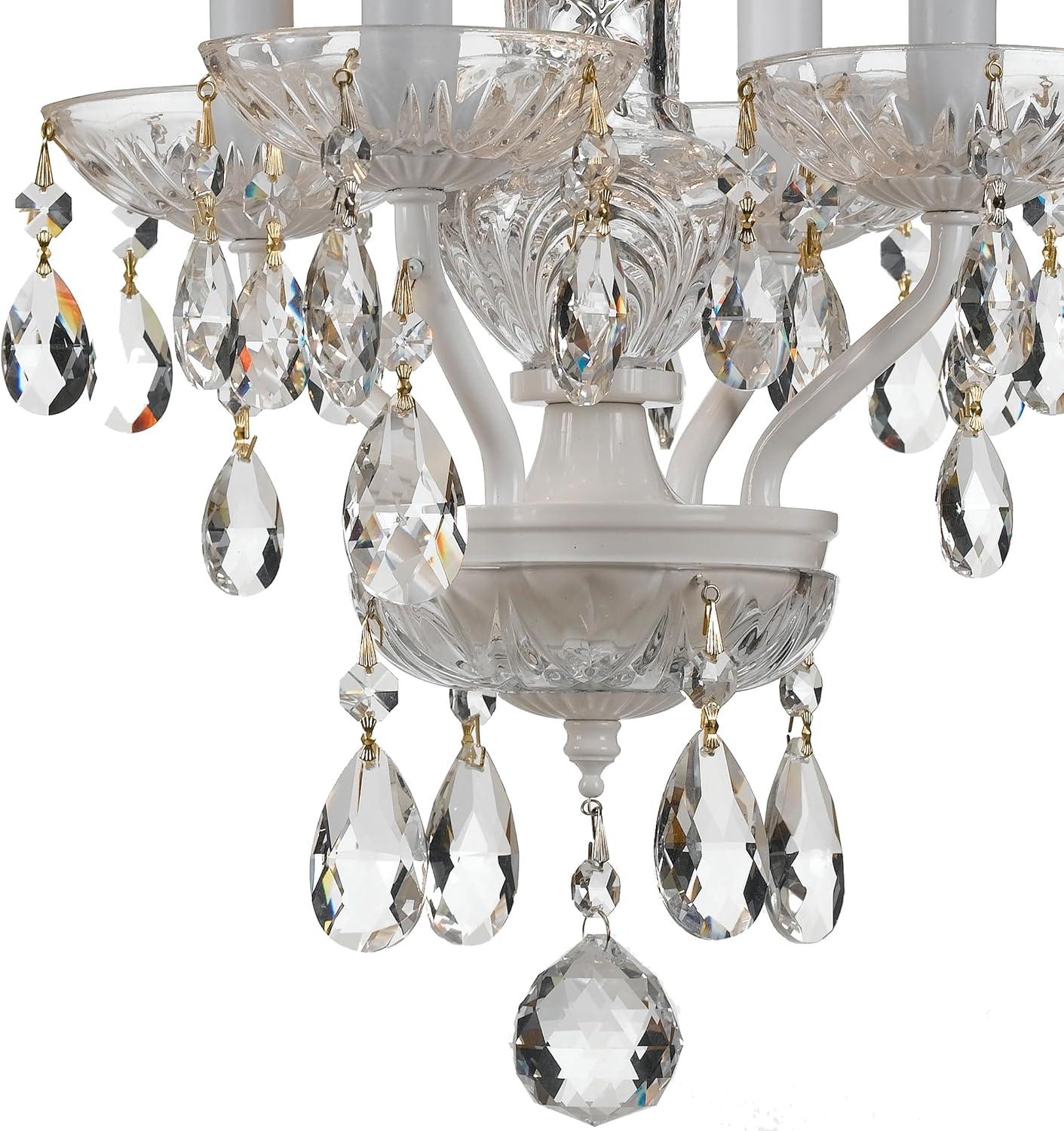 Crystorama Traditional Italian Crystal 4 Light White Mini Chandelier - 11'' W x 15'' H