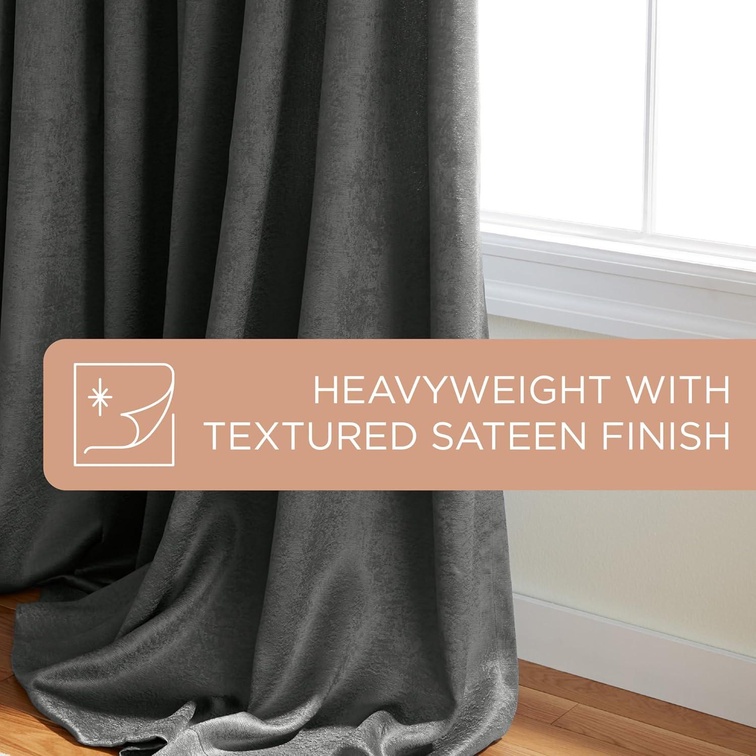 Exclusive Home Oxford Textured Sateen Thermal Room Darkening Grommet Top Window Curtain Panel Pair