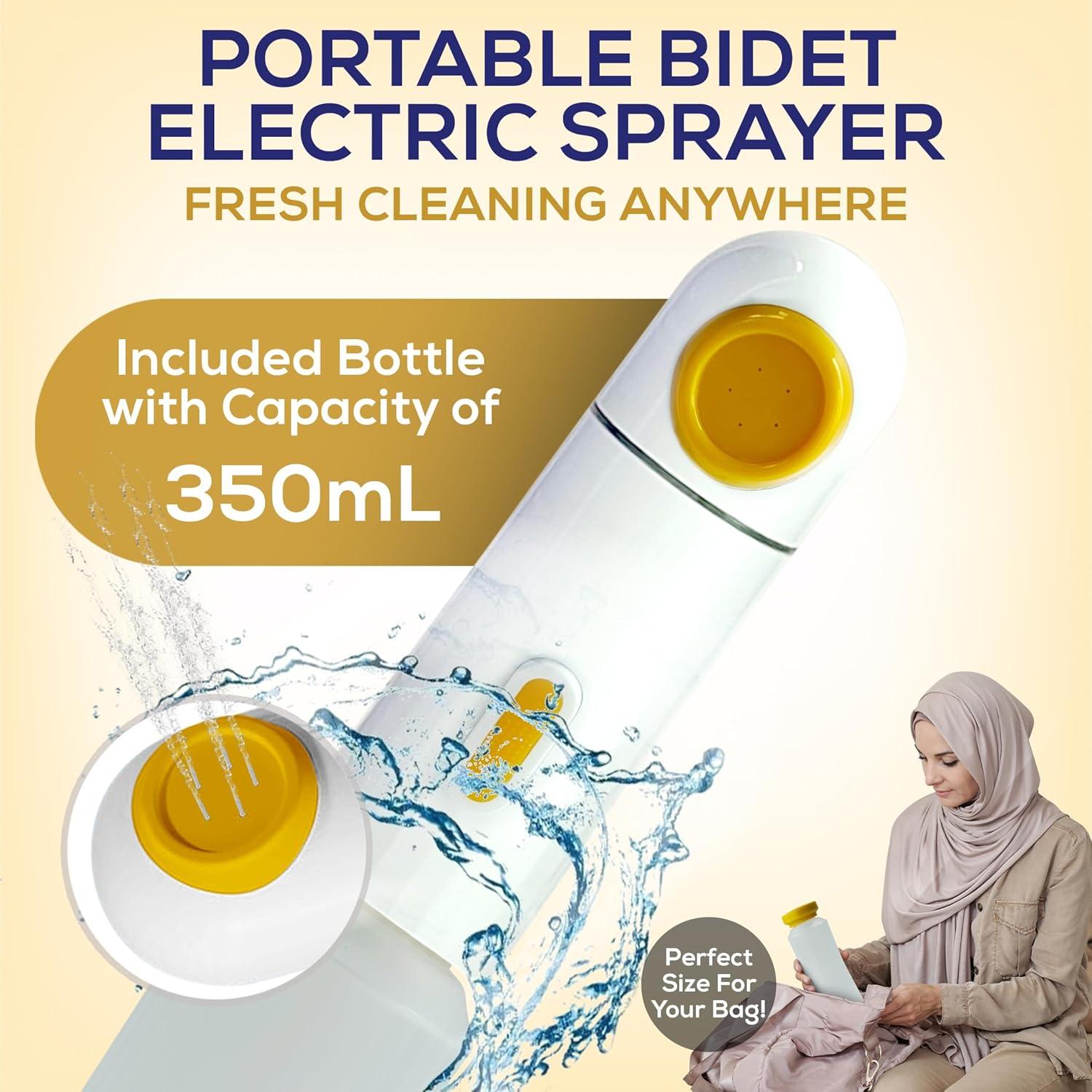 BIDET BUDDY® LuxeJet V2 Portable Bidet for Travel | 300ml/min Flow | 450mAh Battery | 350ML Bottle | IPX7 Waterproof | USB-C Charging | The New & Improved LuxeJet for 2025 with Soft Pressure