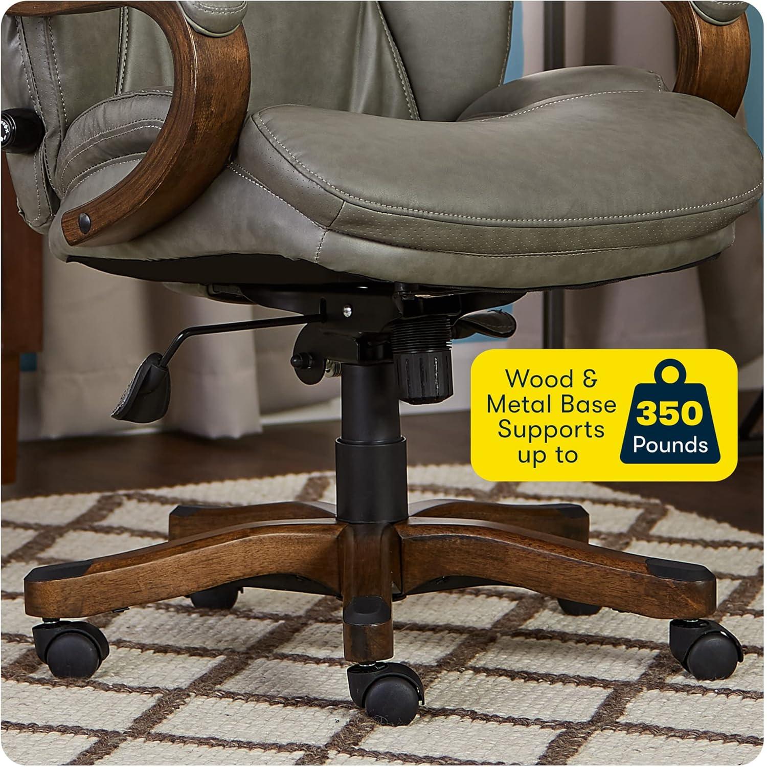 Big and Tall Executive Office Chair with Upgraded Wood Accents - Serta