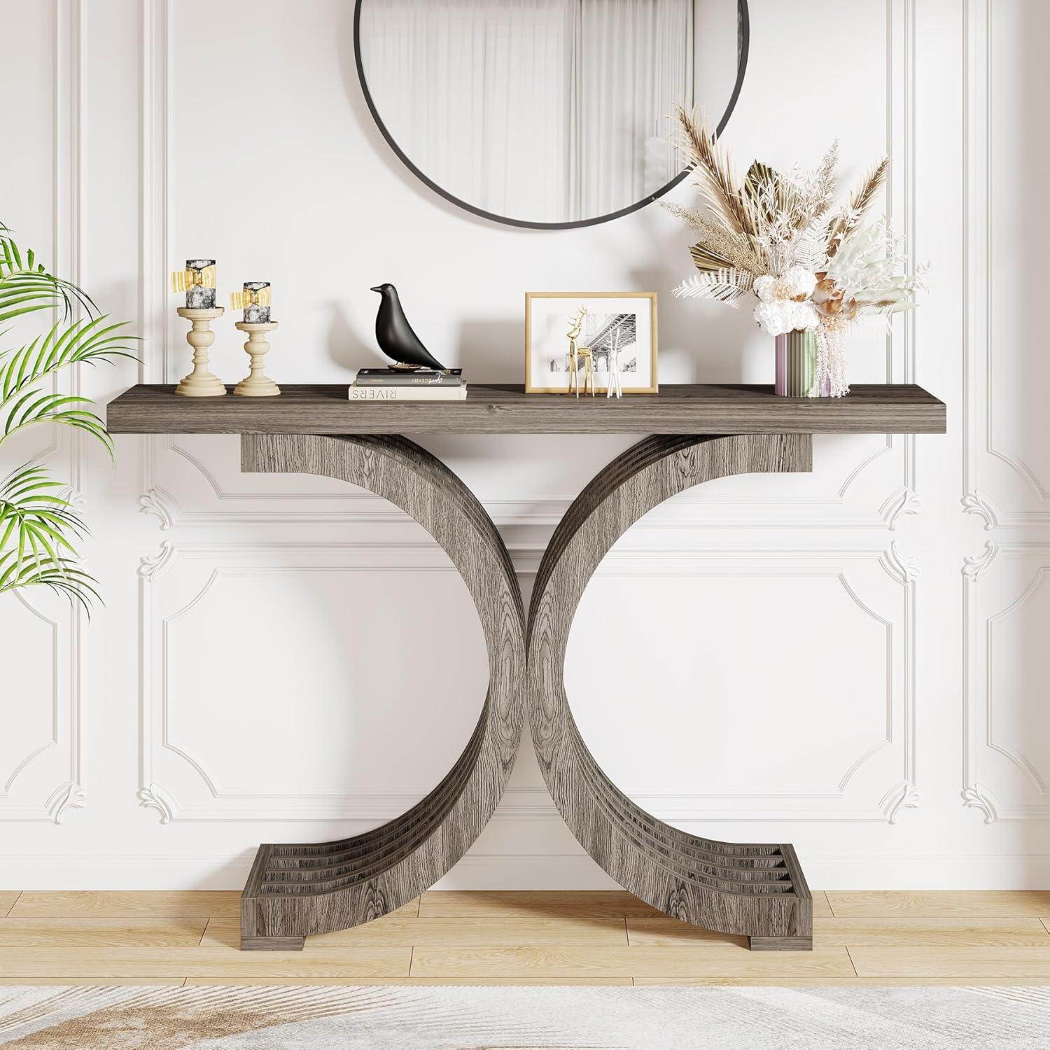 Tribesigns 39-inch Wooden Console Tables with Geometric Base