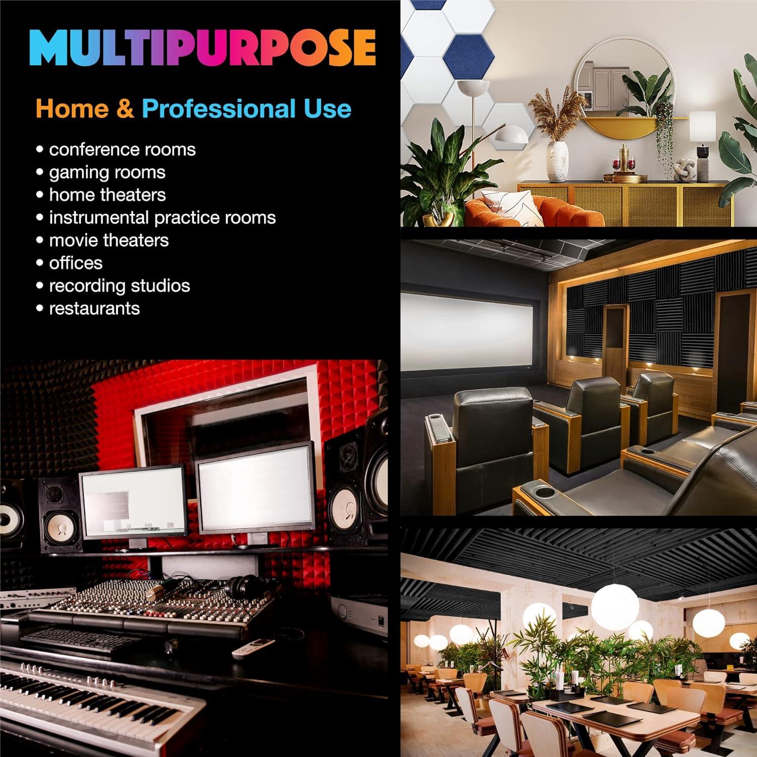 Sonic Acoustics 12pk 14"x12"x4" Hexagon Acoustic Panels - Silver Gray