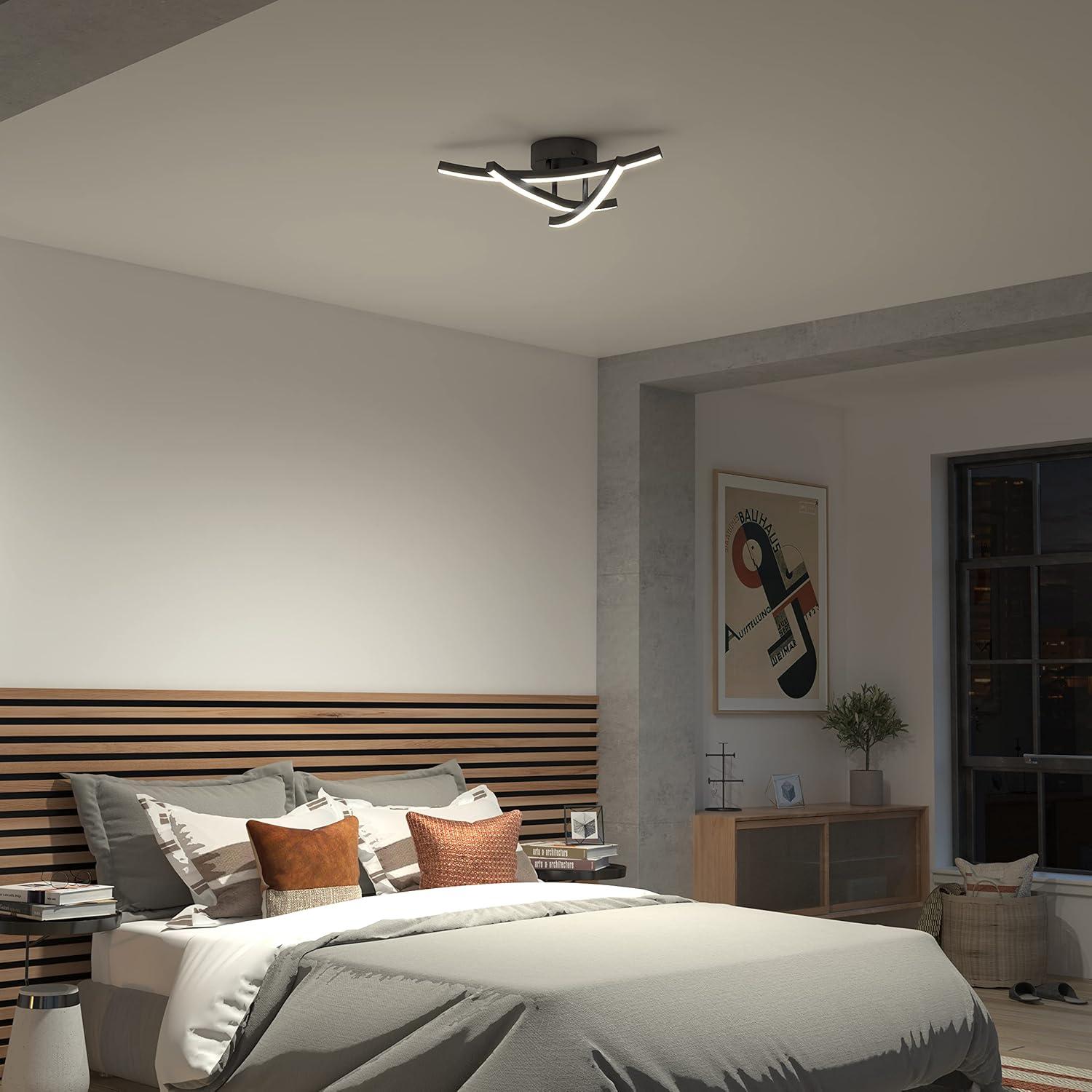 Matte Black Modern LED Flush Mount Light Fixture