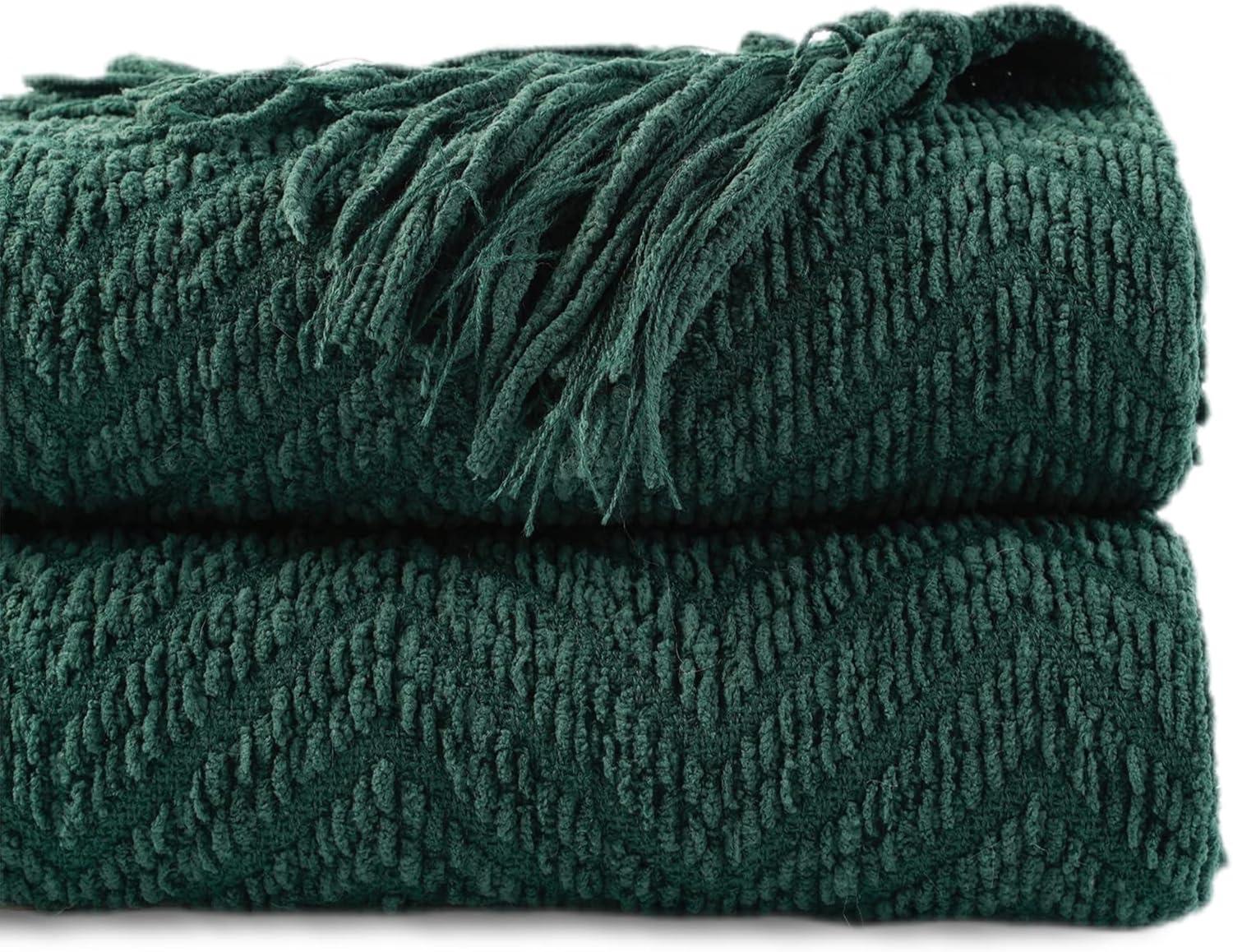 Christmas Green Knitted Reversible Throw Blanket 50" x 60"