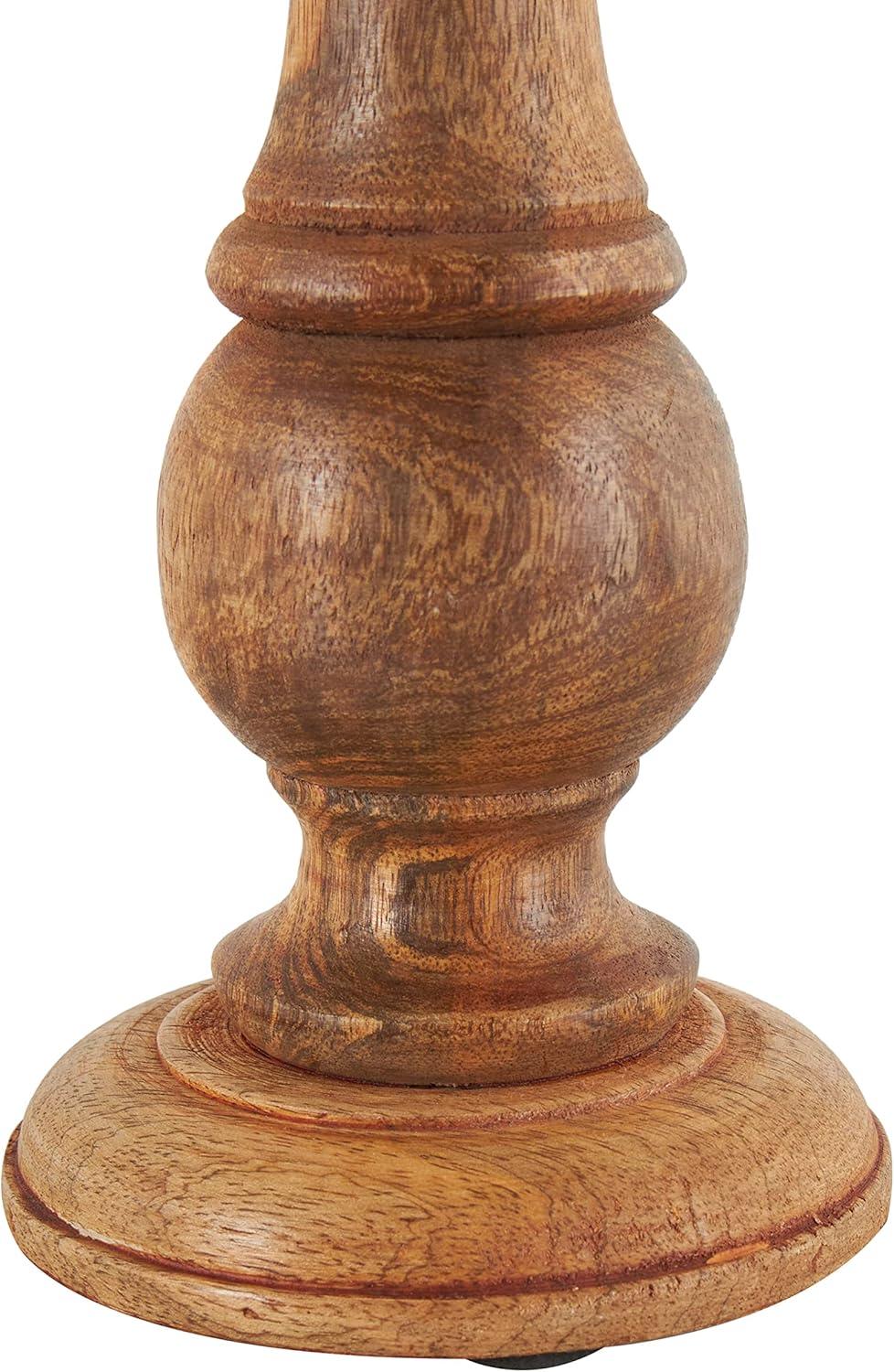 DecMode Traditional and Timeless Mango Wood Pillar Candle Holder Set of 3, 4", 8", 10"H, Brown Finish