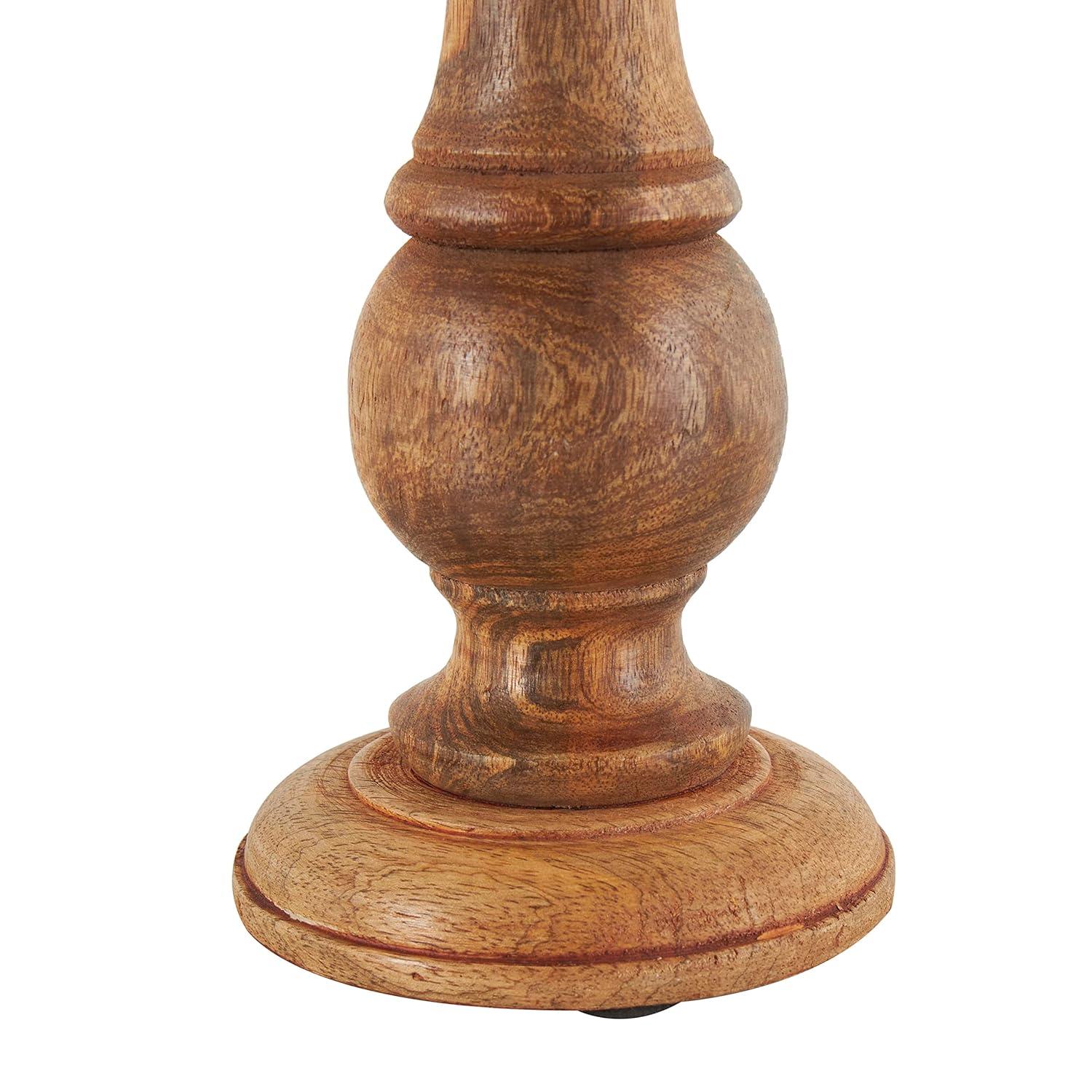 DecMode Traditional and Timeless Mango Wood Pillar Candle Holder Set of 3, 4", 8", 10"H, Brown Finish