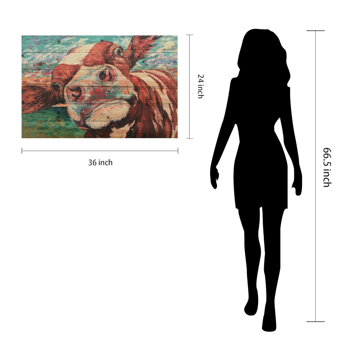 Empire Art Direct ADL-148530-2436 Fine Art Giclee Printed on Solid Fir Wood Planks - Curious Cow 1