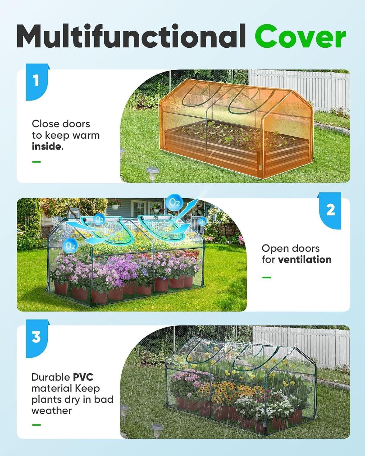 Green Steel Frame Mini Cloche Greenhouse with PE Cover