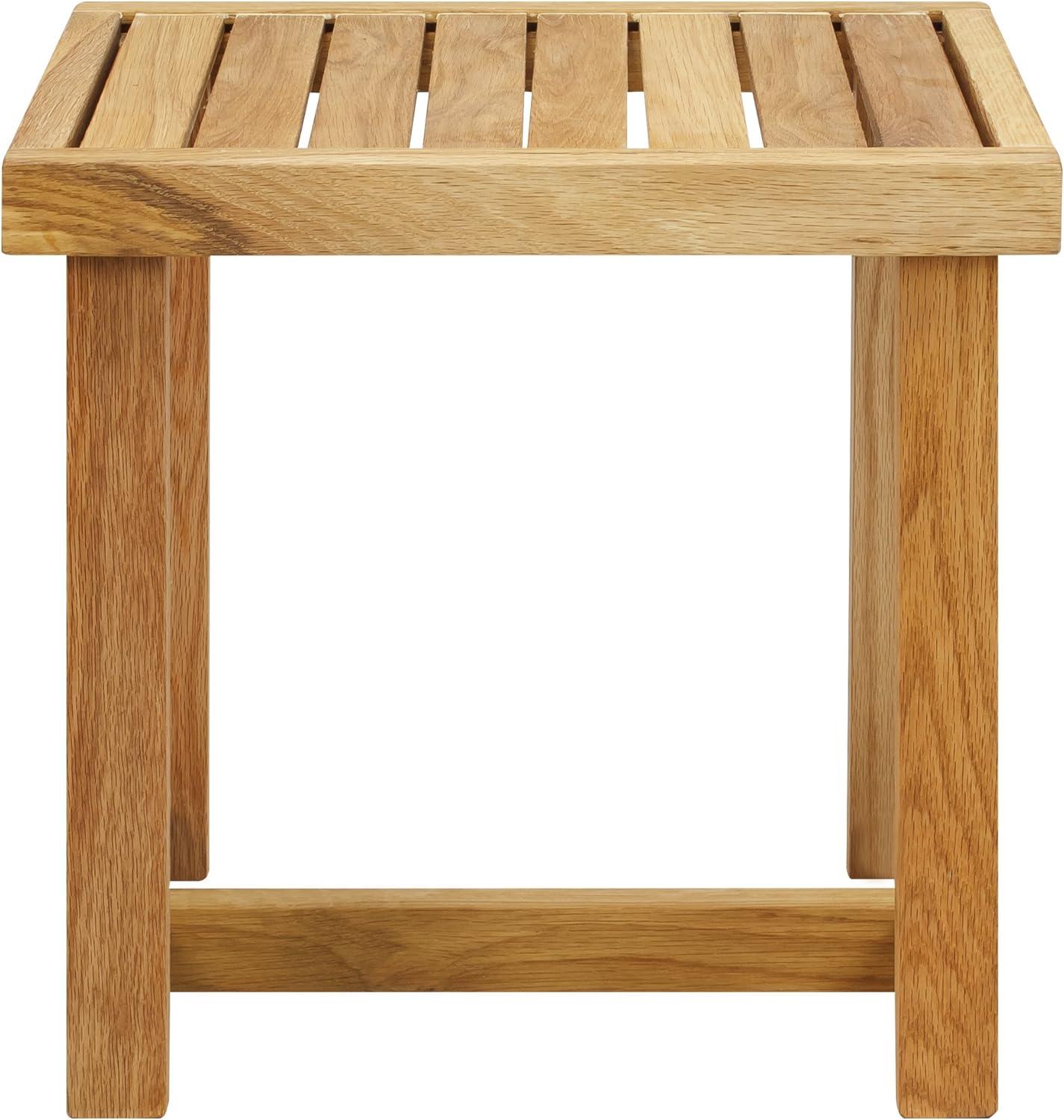 18" Natural Oak Wood Shower Bench with Slatted Seat