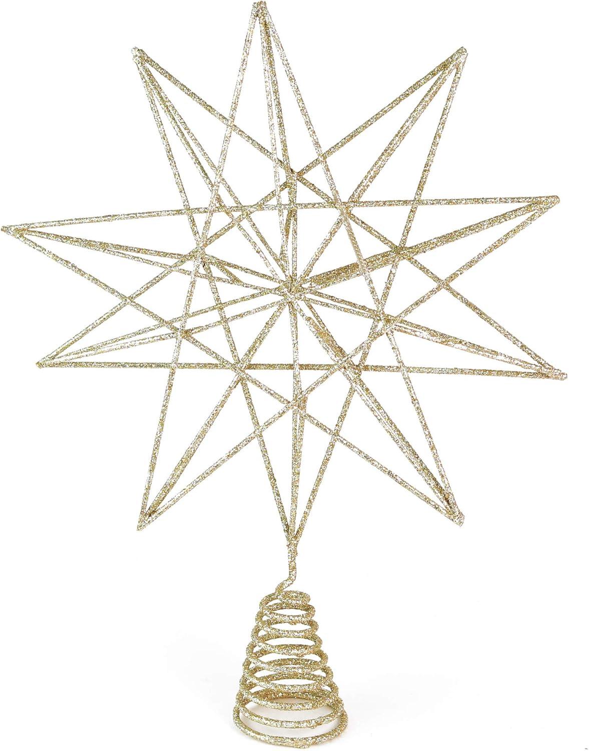 Gold Glitter 3D Metal Star Christmas Tree Topper