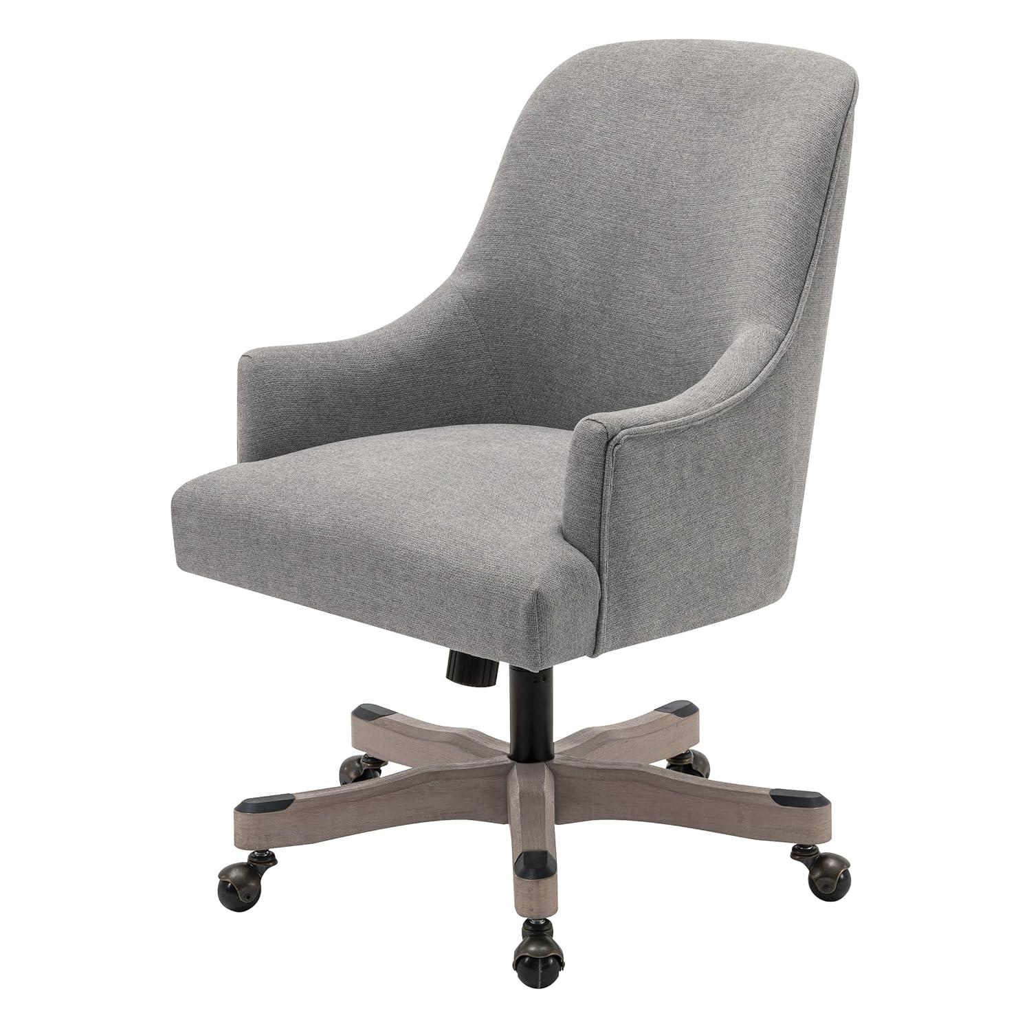 Bradwell Office Chair in Mint Fabric -Rustic Wood Base-Semi Asm