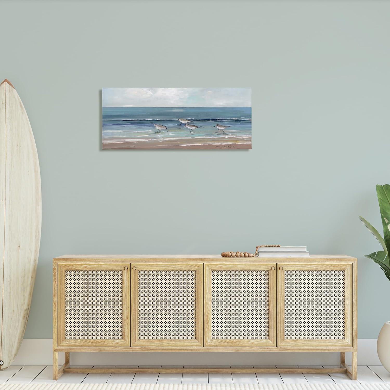 Stupell Industries Sandpipers Birds Cloudy Sky Beach Shore by Sally Swatland - Painting