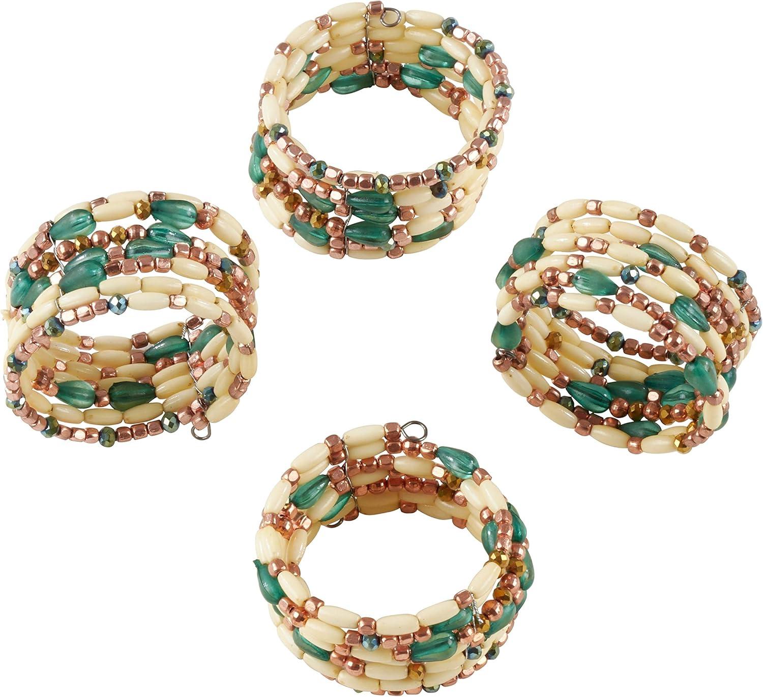 Saro Lifestyle Beaded Napkin Ring, Multi (Set of 4)