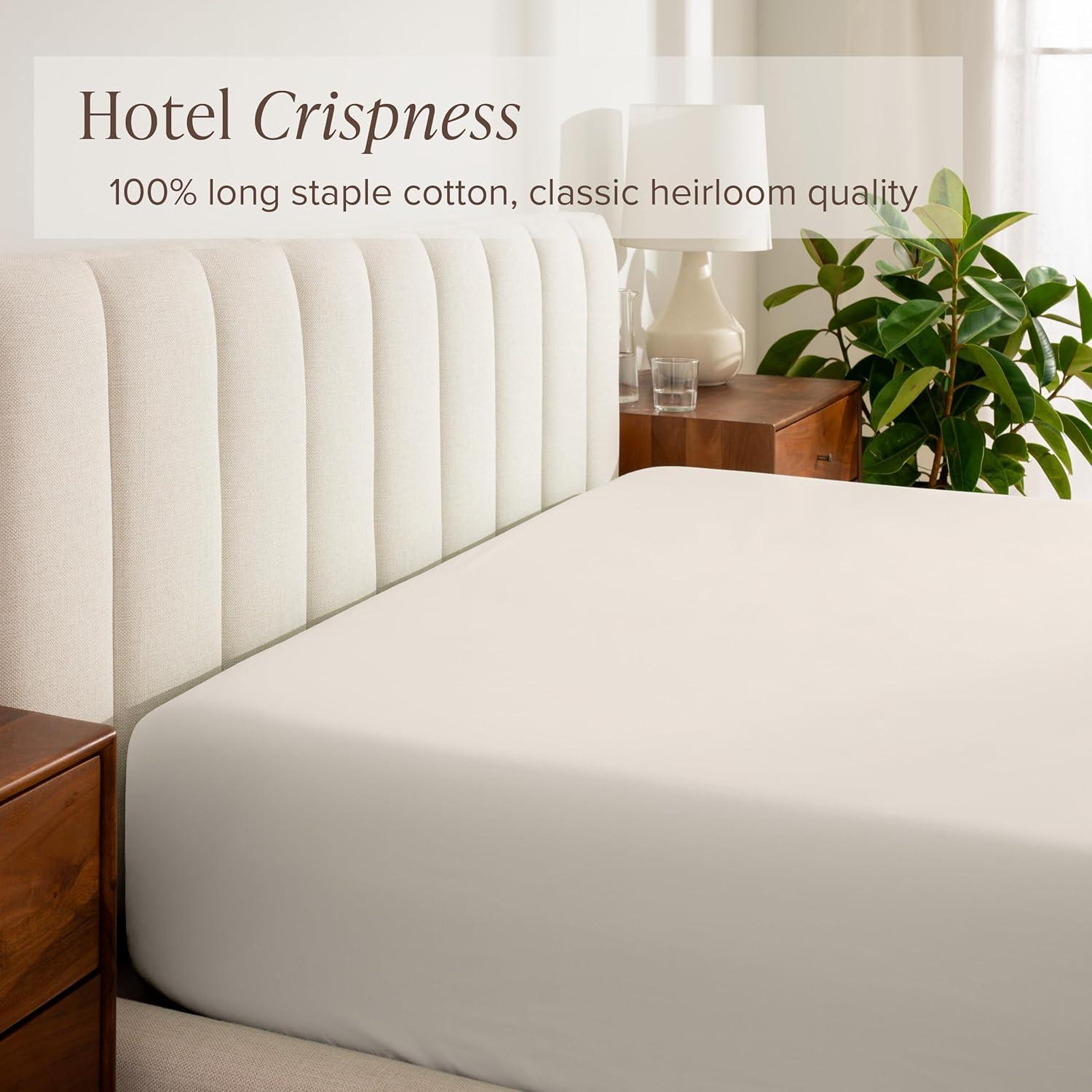 Bare Home 300 Thread Count Organic Cotton Percale Fitted Sheet